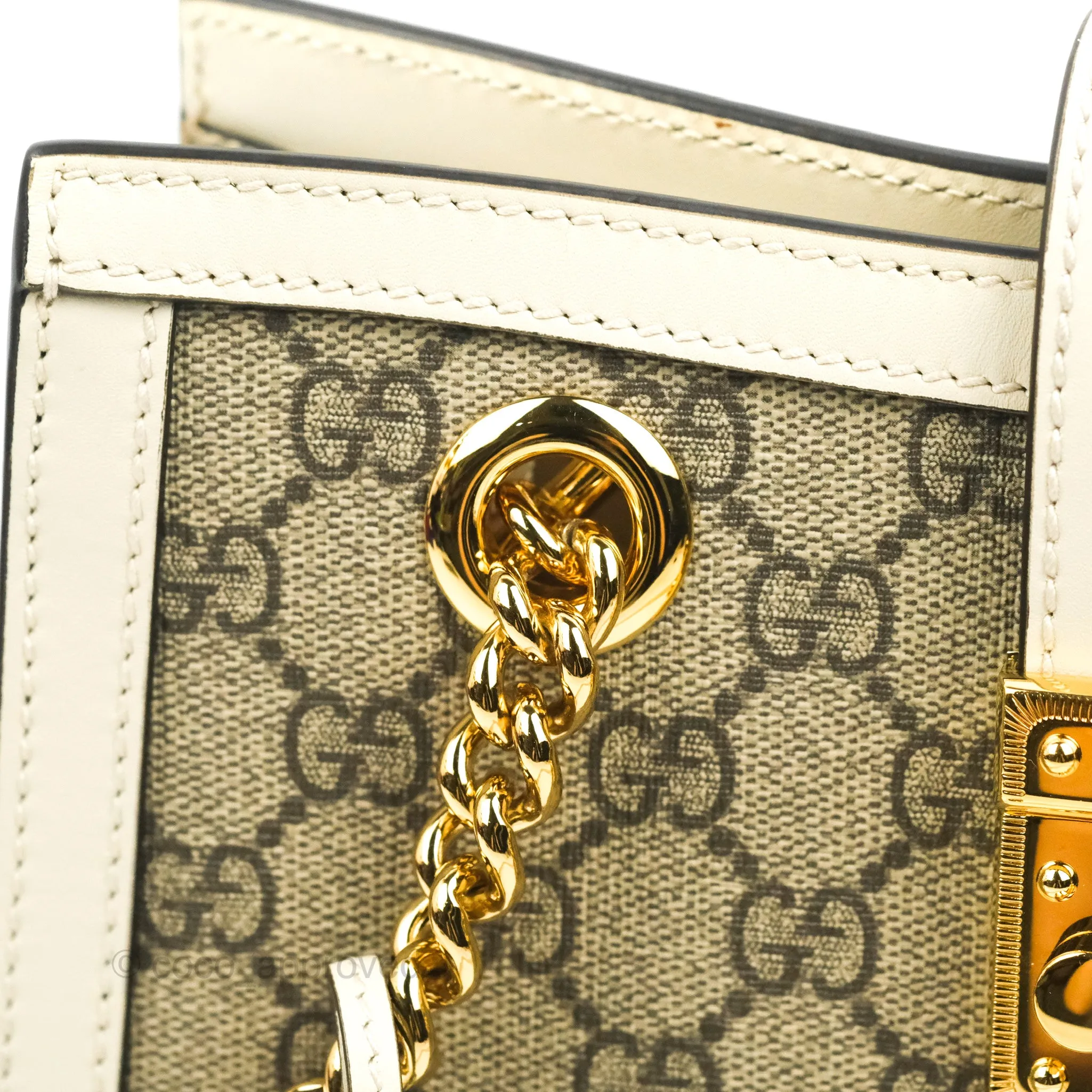 Gucci Small Padlock Shoulder Bag GG Supreme Canvas White