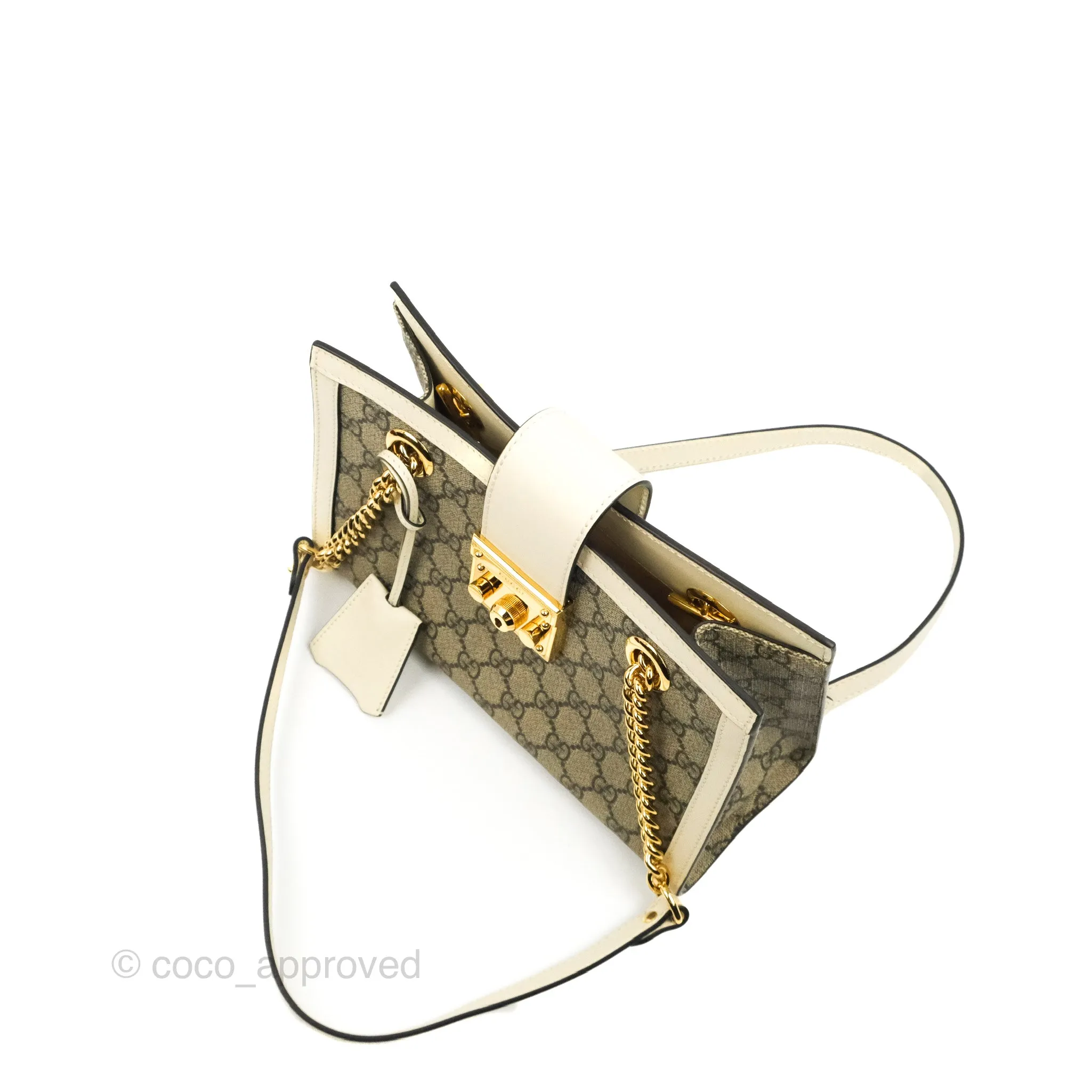 Gucci Small Padlock Shoulder Bag GG Supreme Canvas White