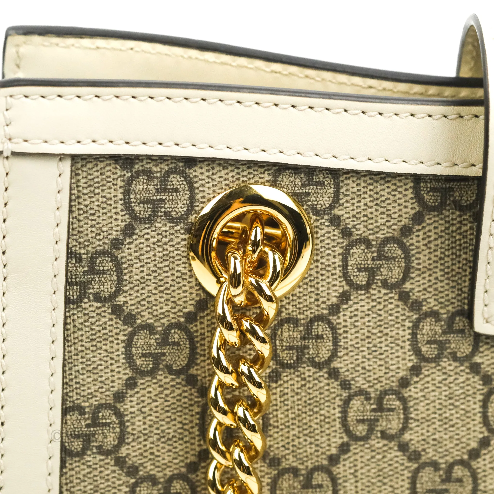 Gucci Small Padlock Shoulder Bag GG Supreme Canvas White