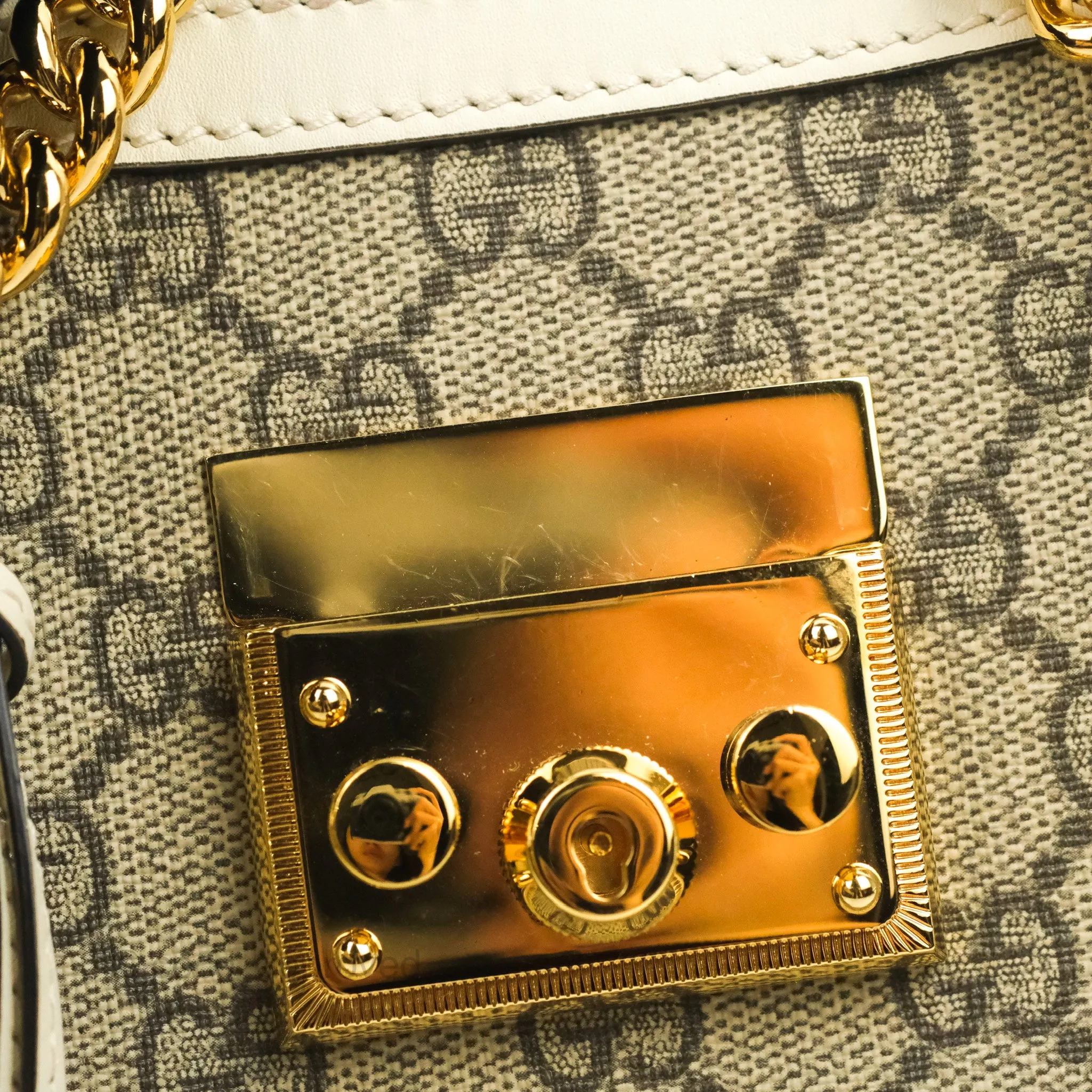 Gucci Small Padlock Shoulder Bag GG Supreme Canvas White