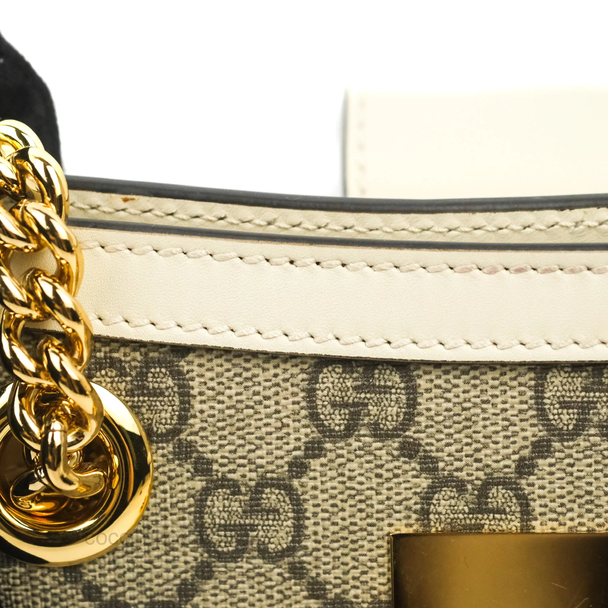 Gucci Small Padlock Shoulder Bag GG Supreme Canvas White