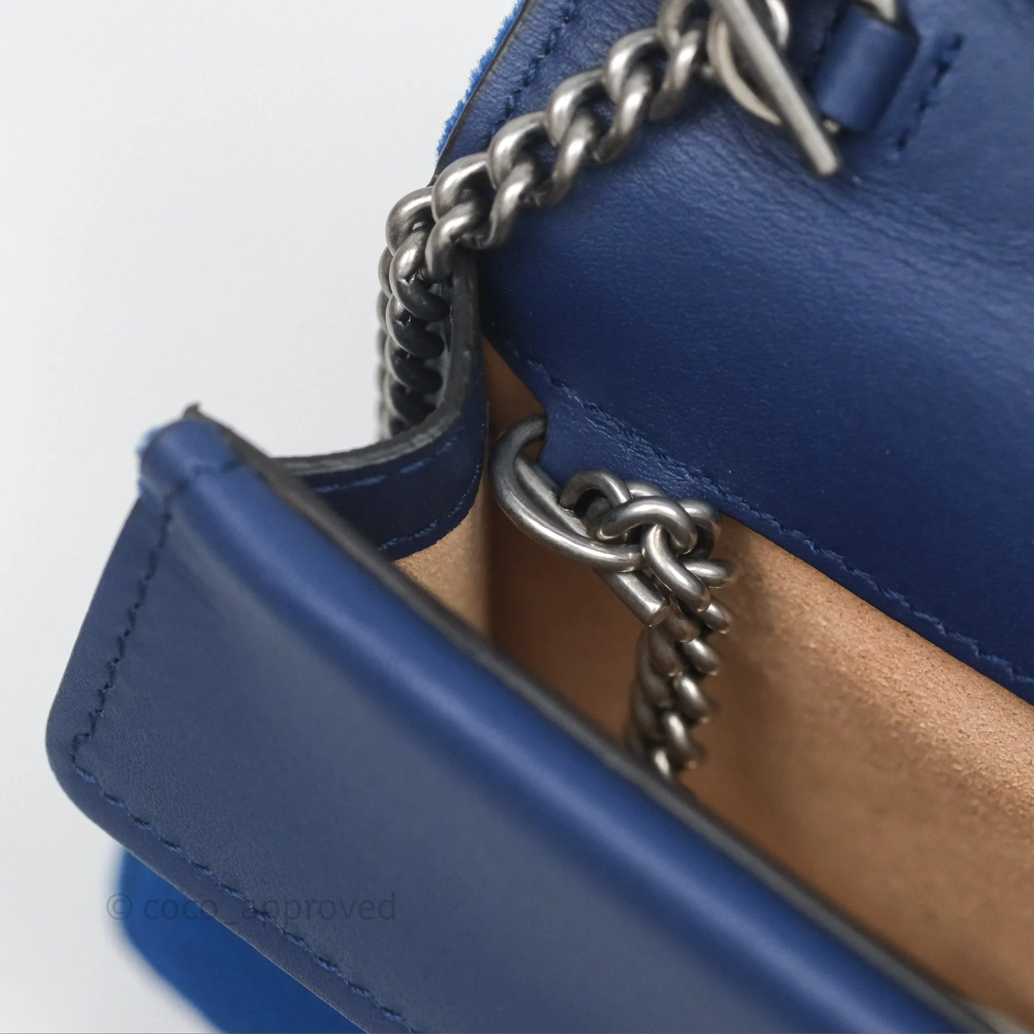 Gucci Super Mini Dionysus Crossbody Bag Royal Blue Velvet