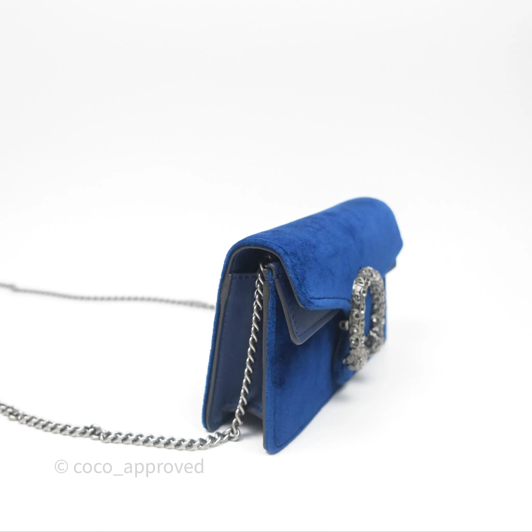 Gucci Super Mini Dionysus Crossbody Bag Royal Blue Velvet