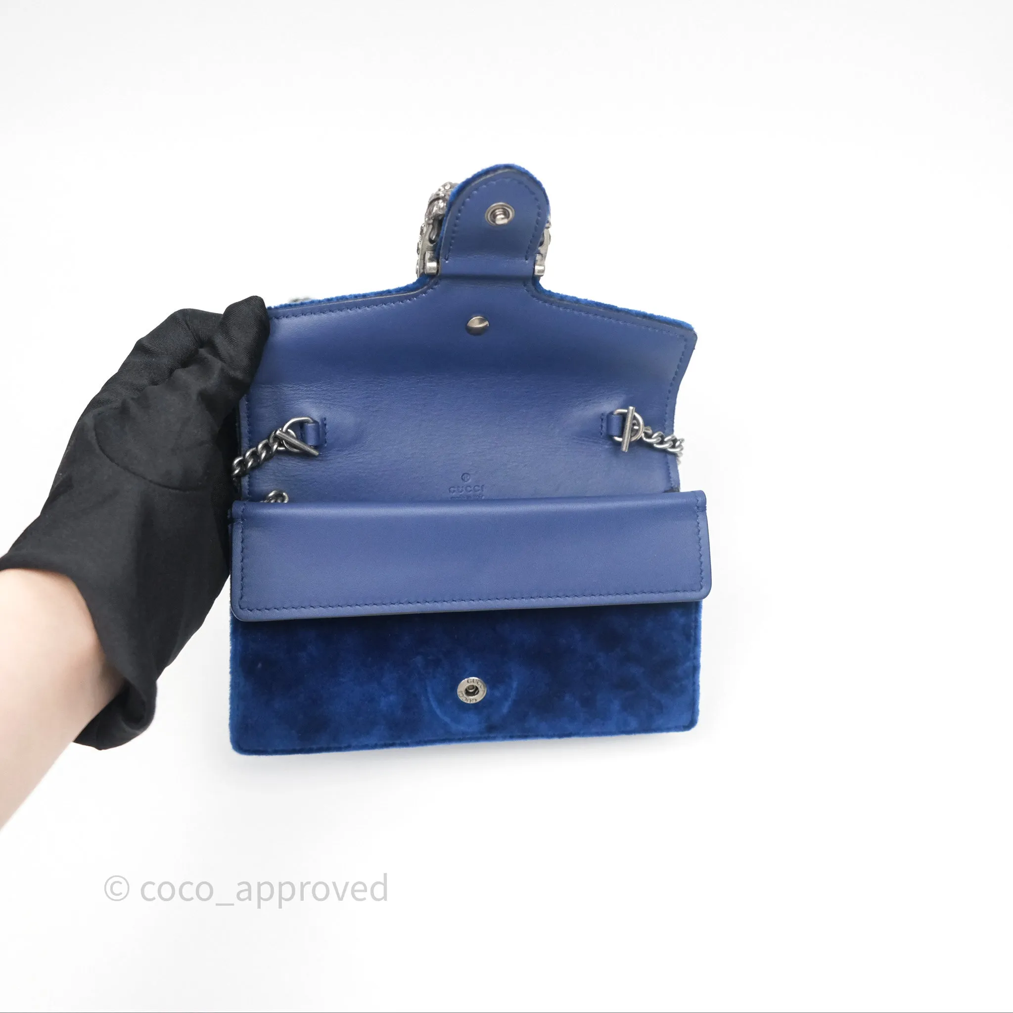 Gucci Super Mini Dionysus Crossbody Bag Royal Blue Velvet