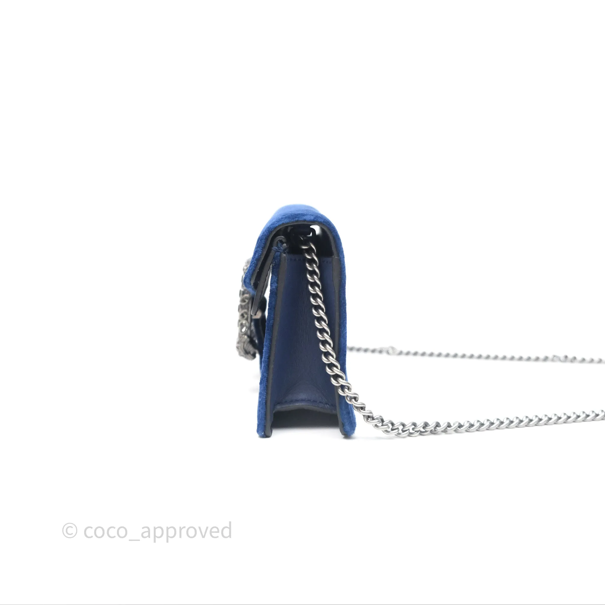 Gucci Super Mini Dionysus Crossbody Bag Royal Blue Velvet