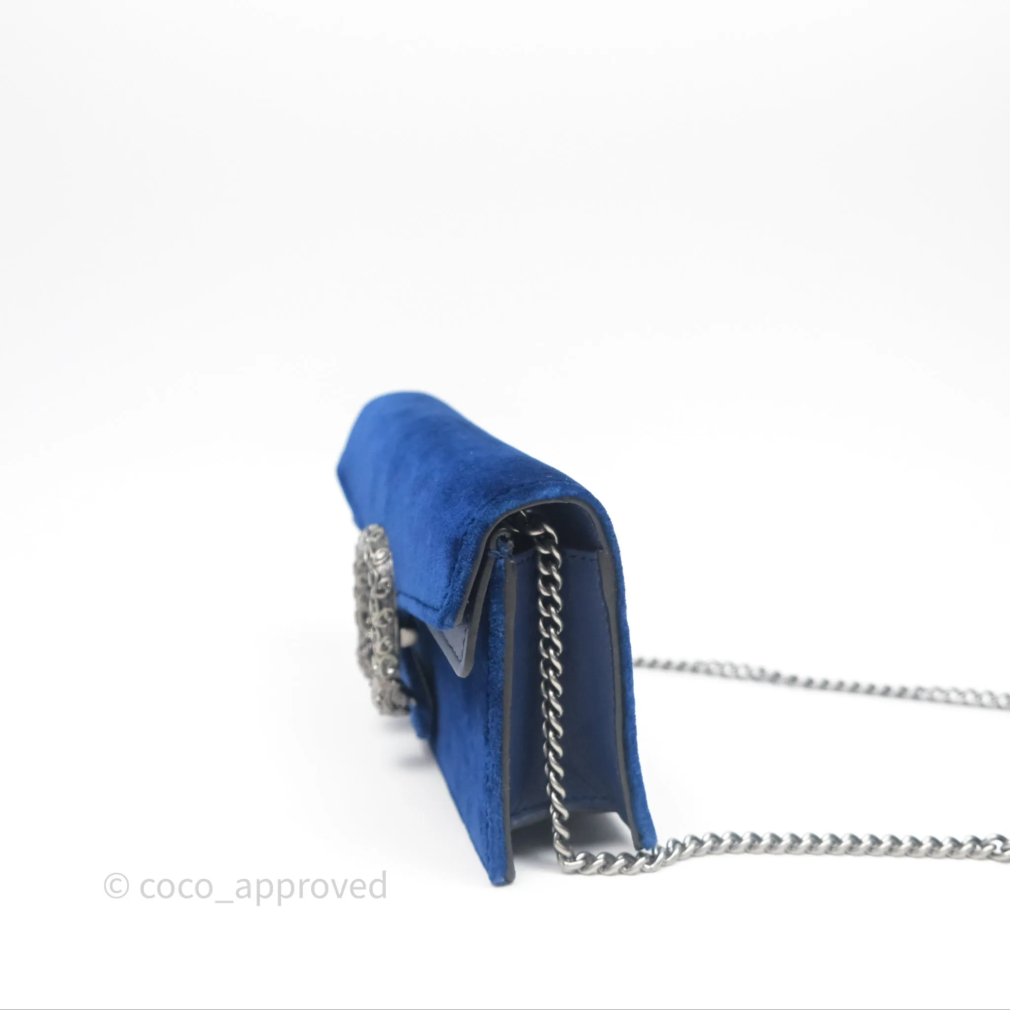 Gucci Super Mini Dionysus Crossbody Bag Royal Blue Velvet