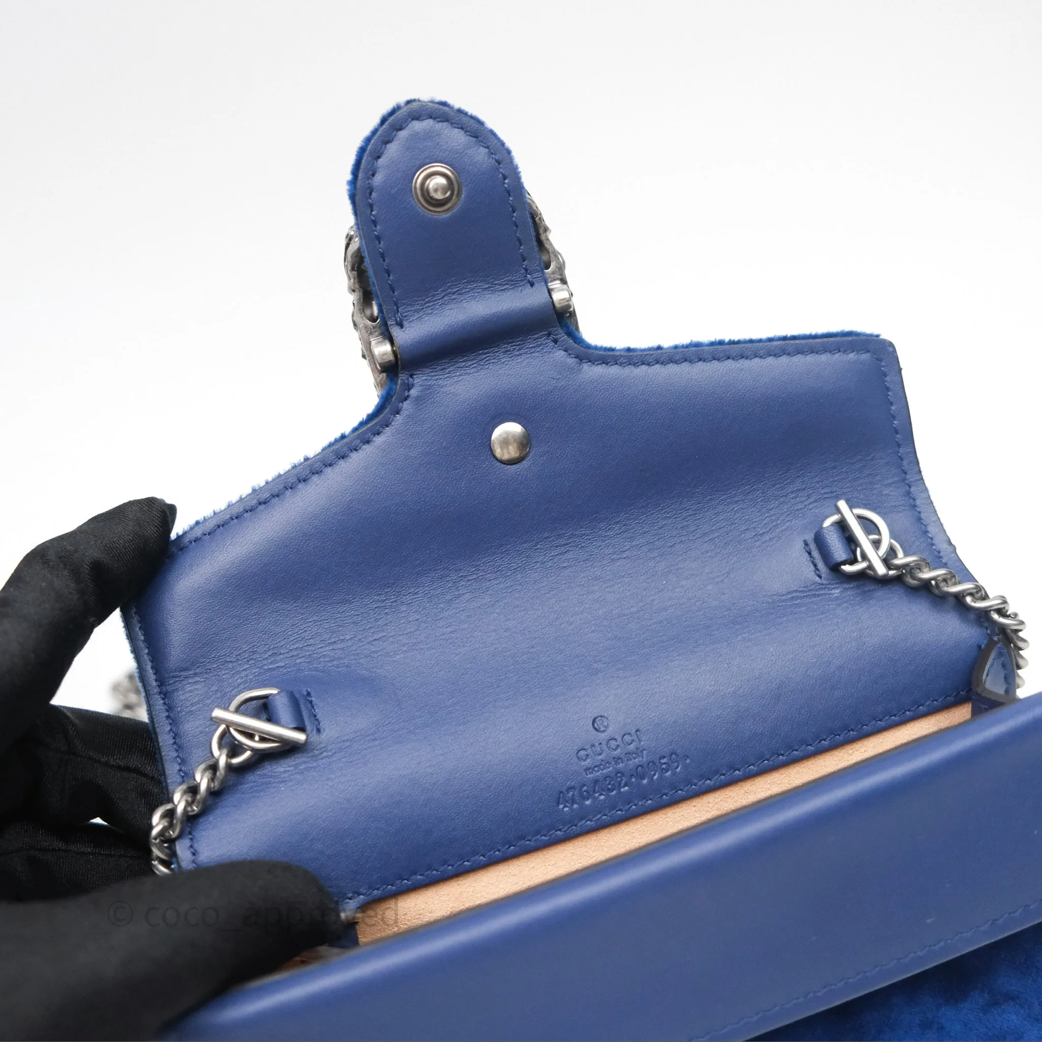 Gucci Super Mini Dionysus Crossbody Bag Royal Blue Velvet