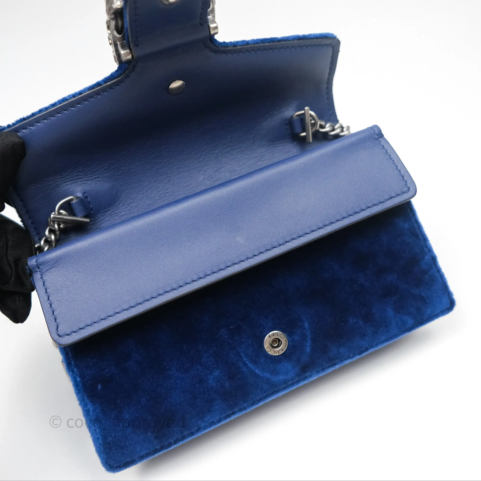 Gucci Super Mini Dionysus Crossbody Bag Royal Blue Velvet