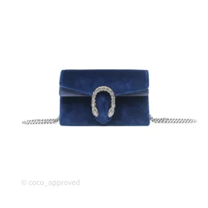 Gucci Super Mini Dionysus Crossbody Bag Royal Blue Velvet