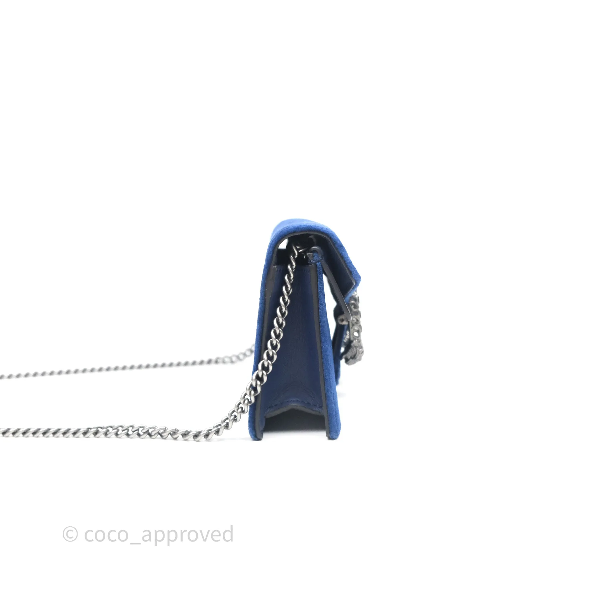 Gucci Super Mini Dionysus Crossbody Bag Royal Blue Velvet
