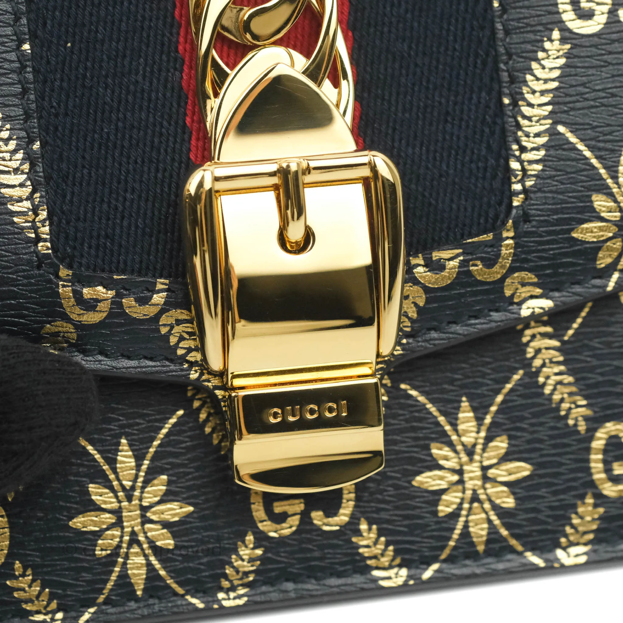 Gucci Super Mini GG Sylvie Bag Black Calfskin Gold Hardware