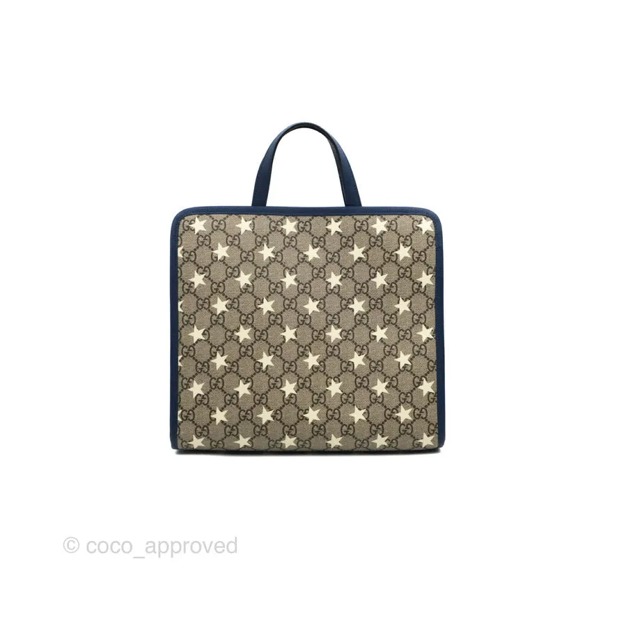 Gucci Tote Bag GG Supreme Monogram Stars Navy