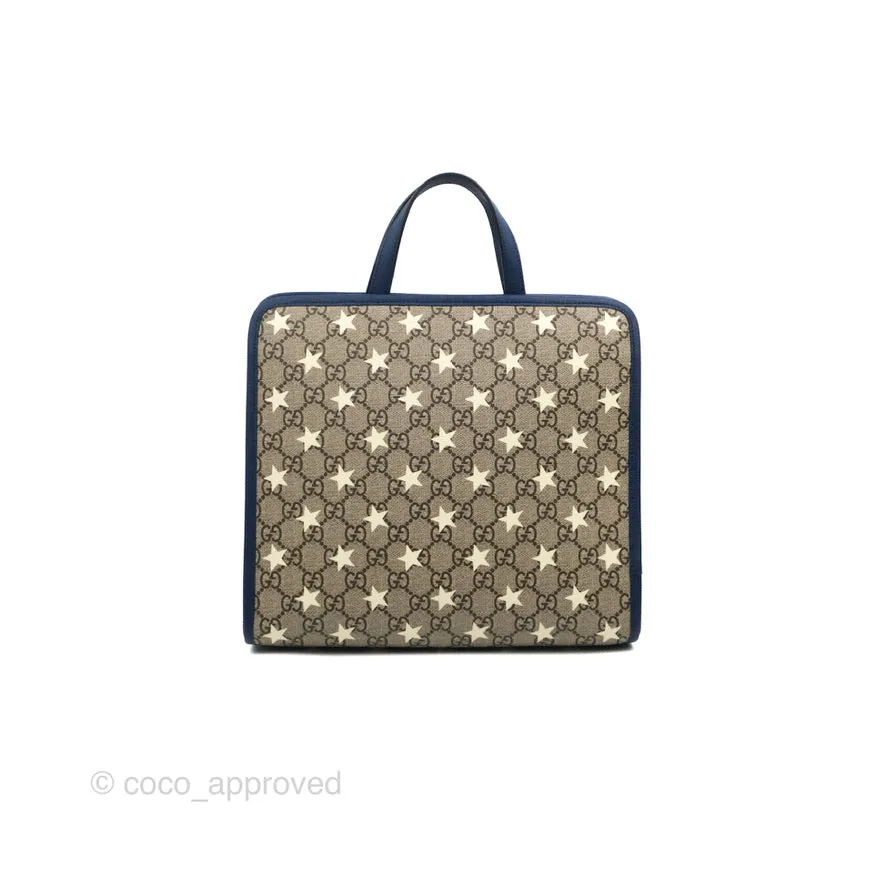 Gucci Tote Bag GG Supreme Monogram Stars Navy