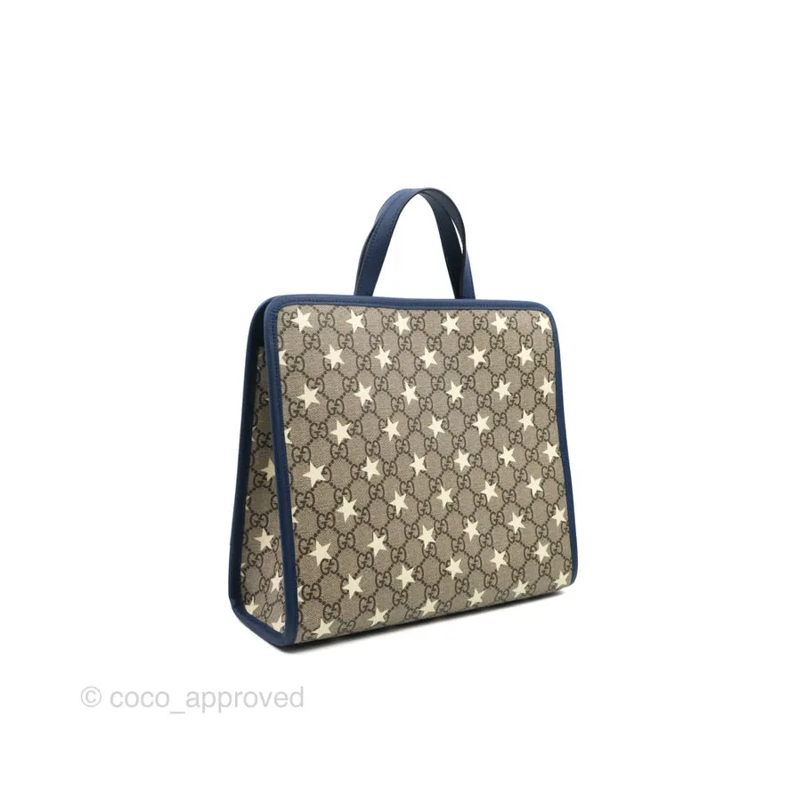 Gucci Tote Bag GG Supreme Monogram Stars Navy