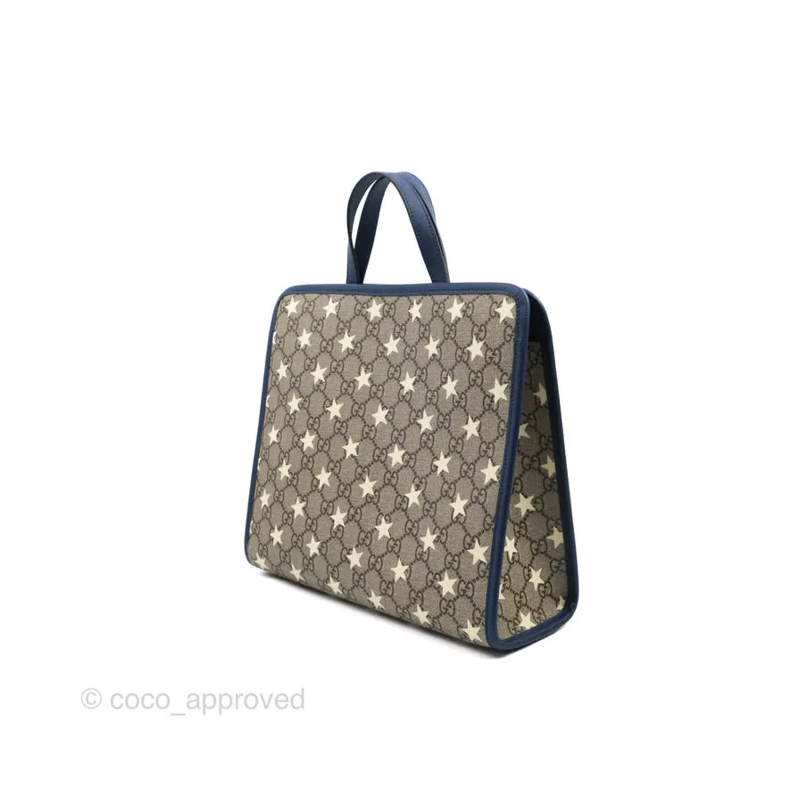 Gucci Tote Bag GG Supreme Monogram Stars Navy