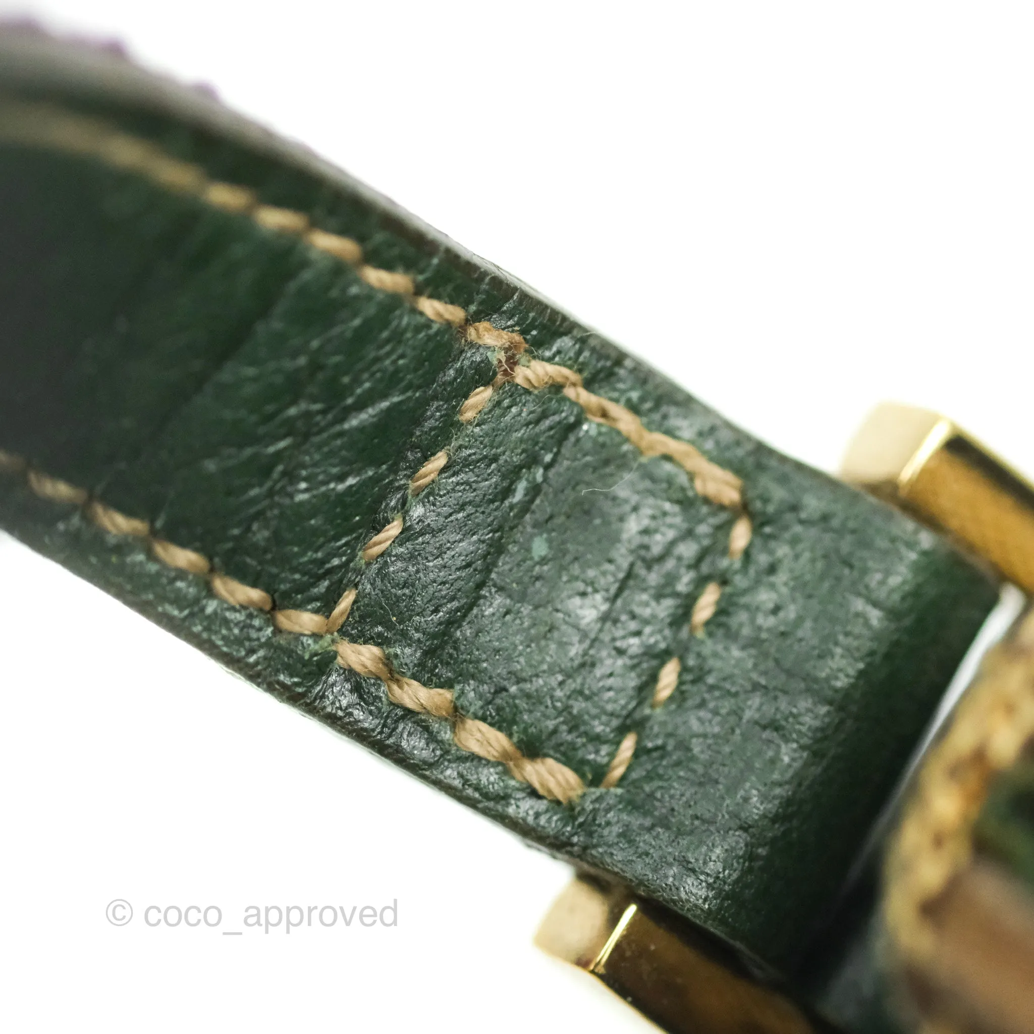 Gucci Vintage GG Canvas Green Leather Boat Pochette