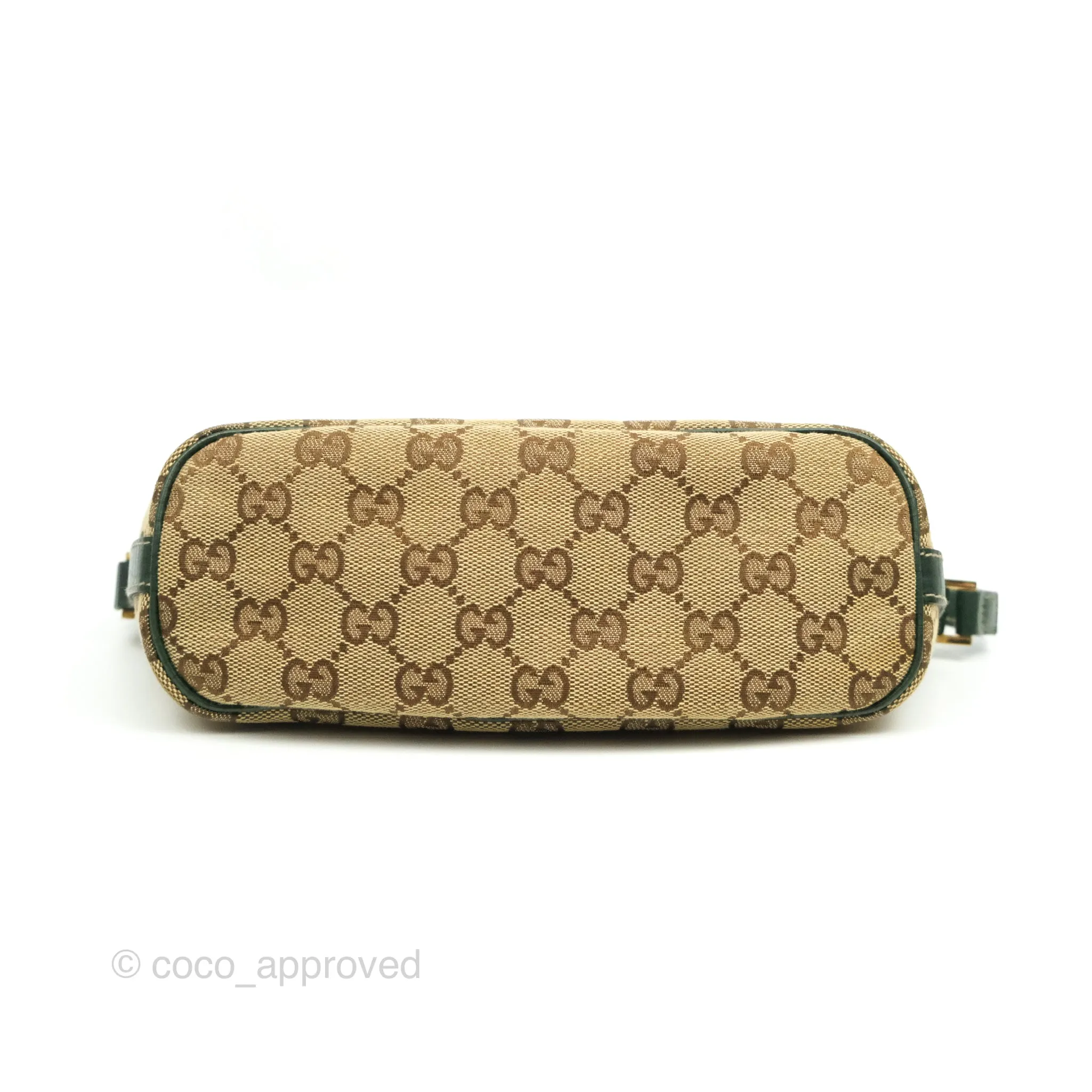 Gucci Vintage GG Canvas Green Leather Boat Pochette