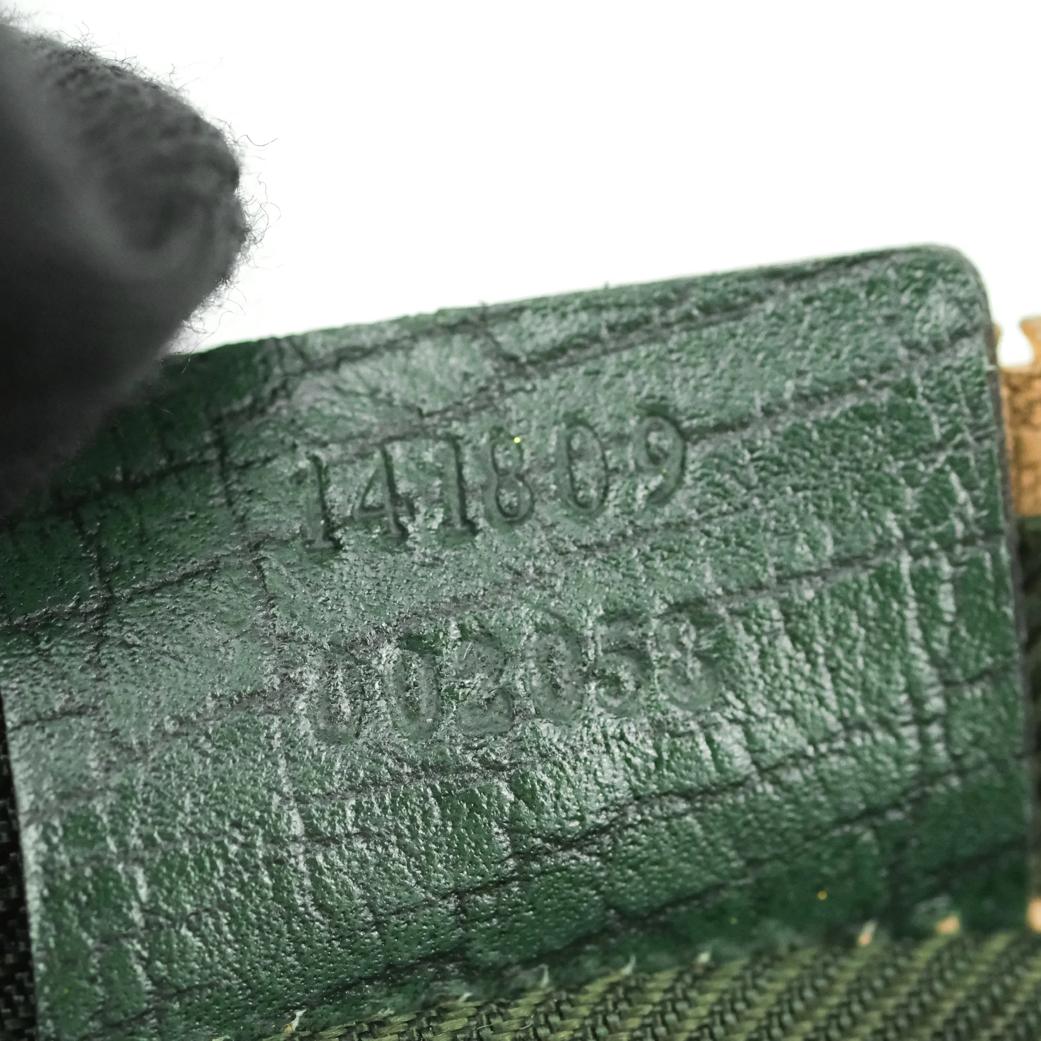 Gucci Vintage GG Canvas Green Leather Boat Pochette