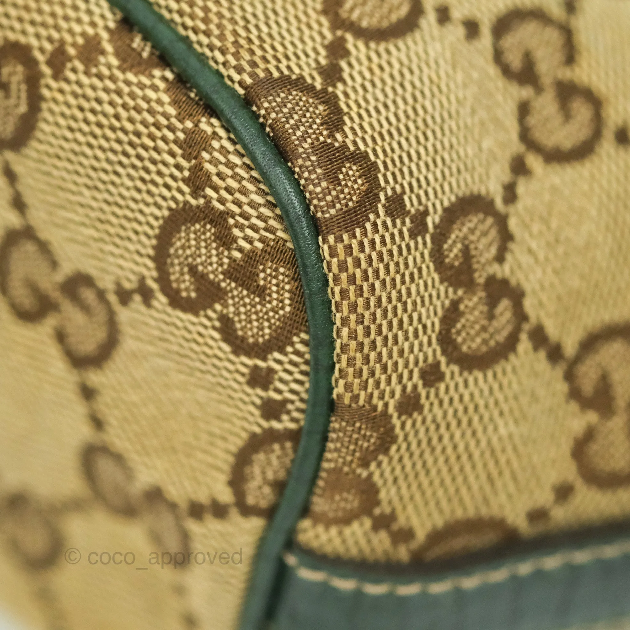 Gucci Vintage GG Canvas Green Leather Boat Pochette