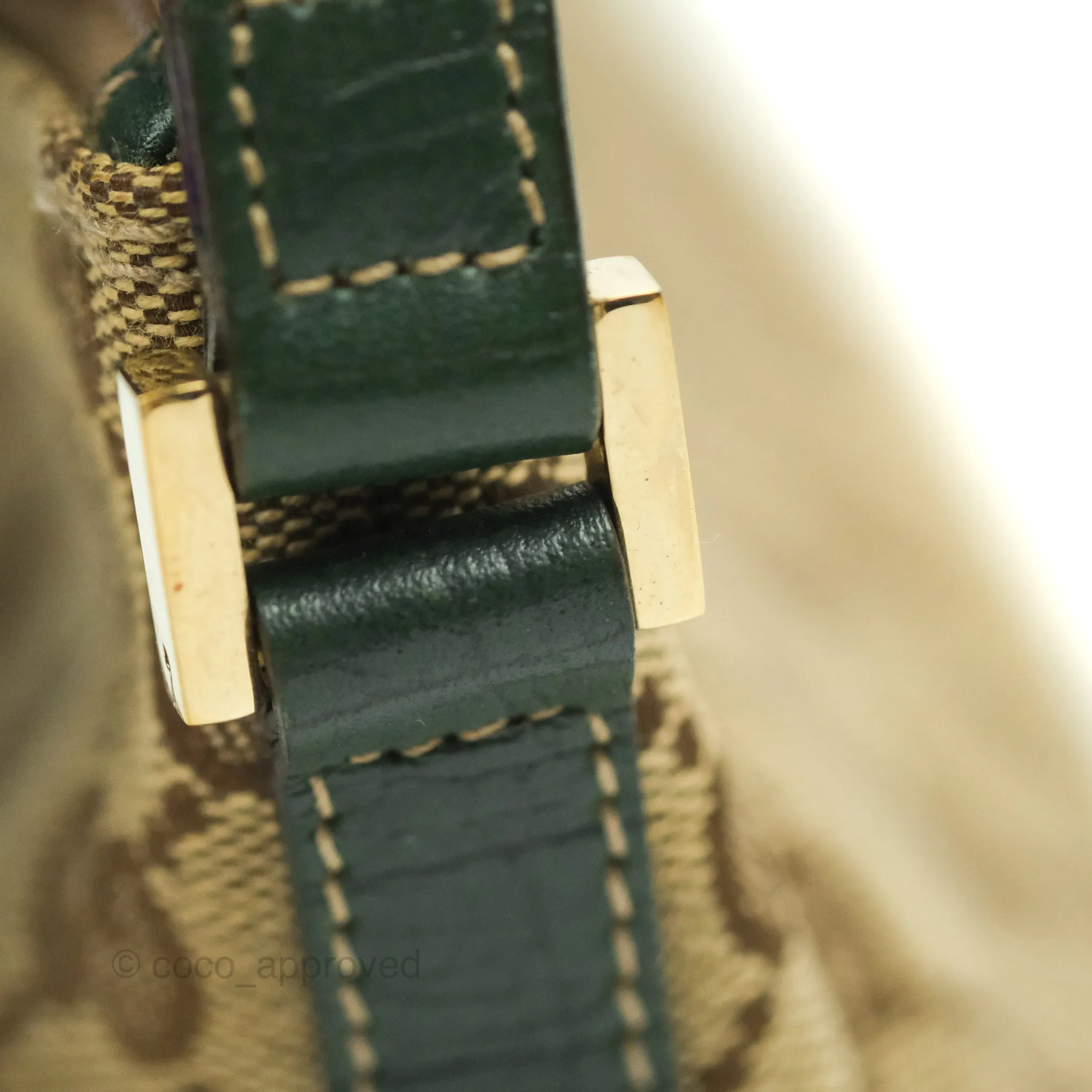 Gucci Vintage GG Canvas Green Leather Boat Pochette
