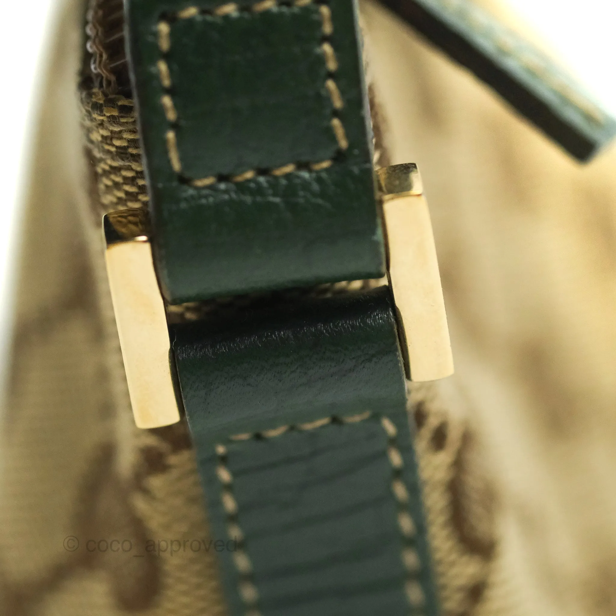 Gucci Vintage GG Canvas Green Leather Boat Pochette