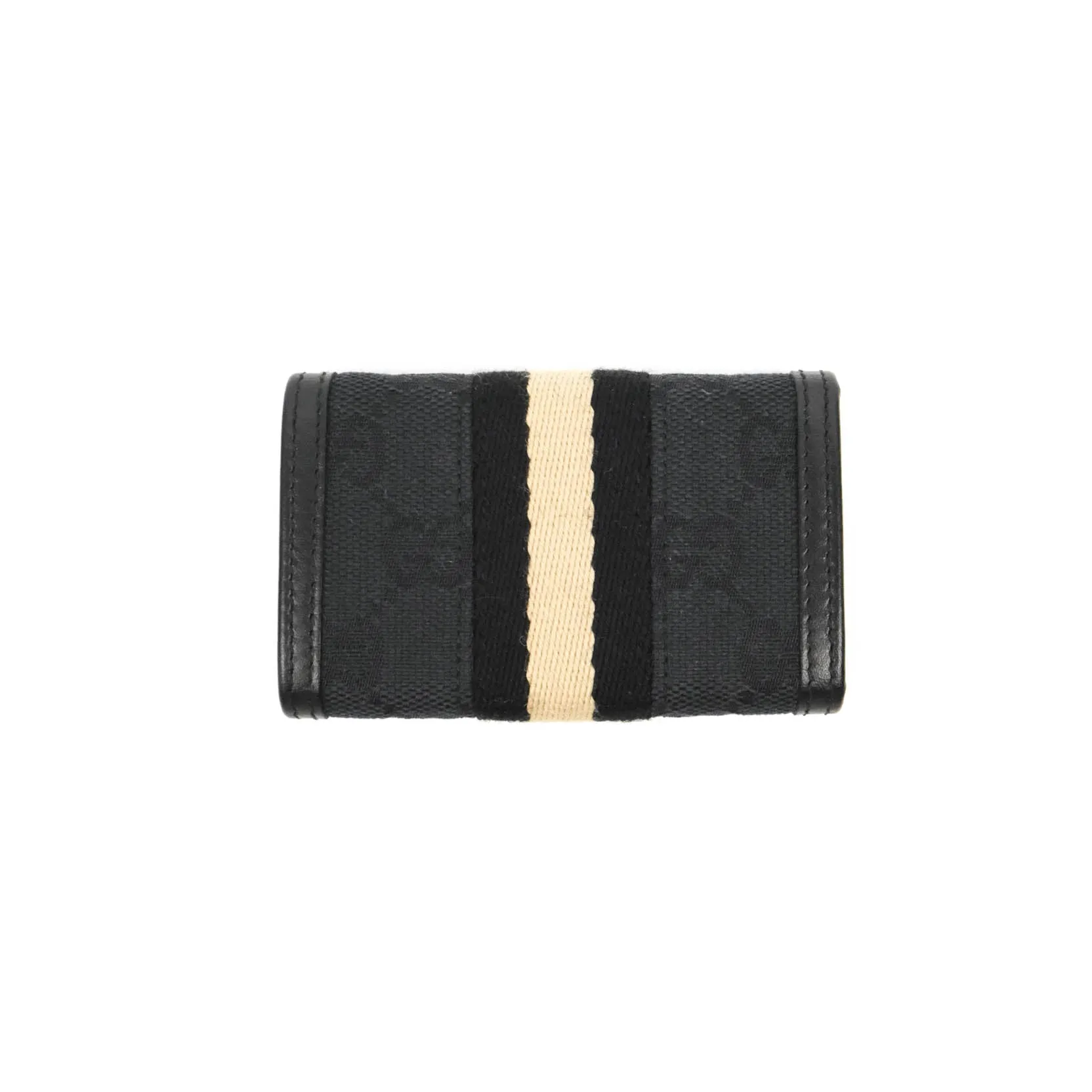 Gucci Vintage GG Web Six-Key Holder Black Canvas