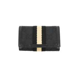 Gucci Vintage GG Web Six-Key Holder Black Canvas
