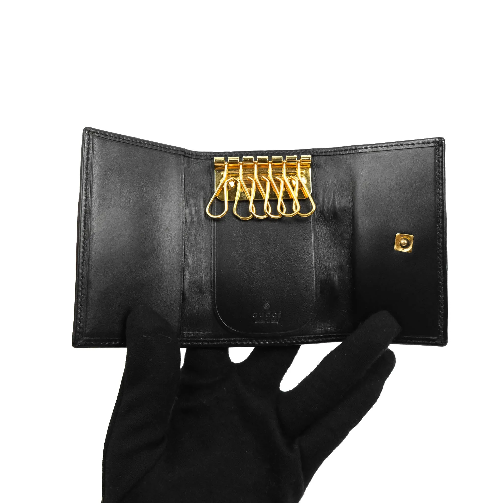 Gucci Vintage GG Web Six-Key Holder Black Canvas