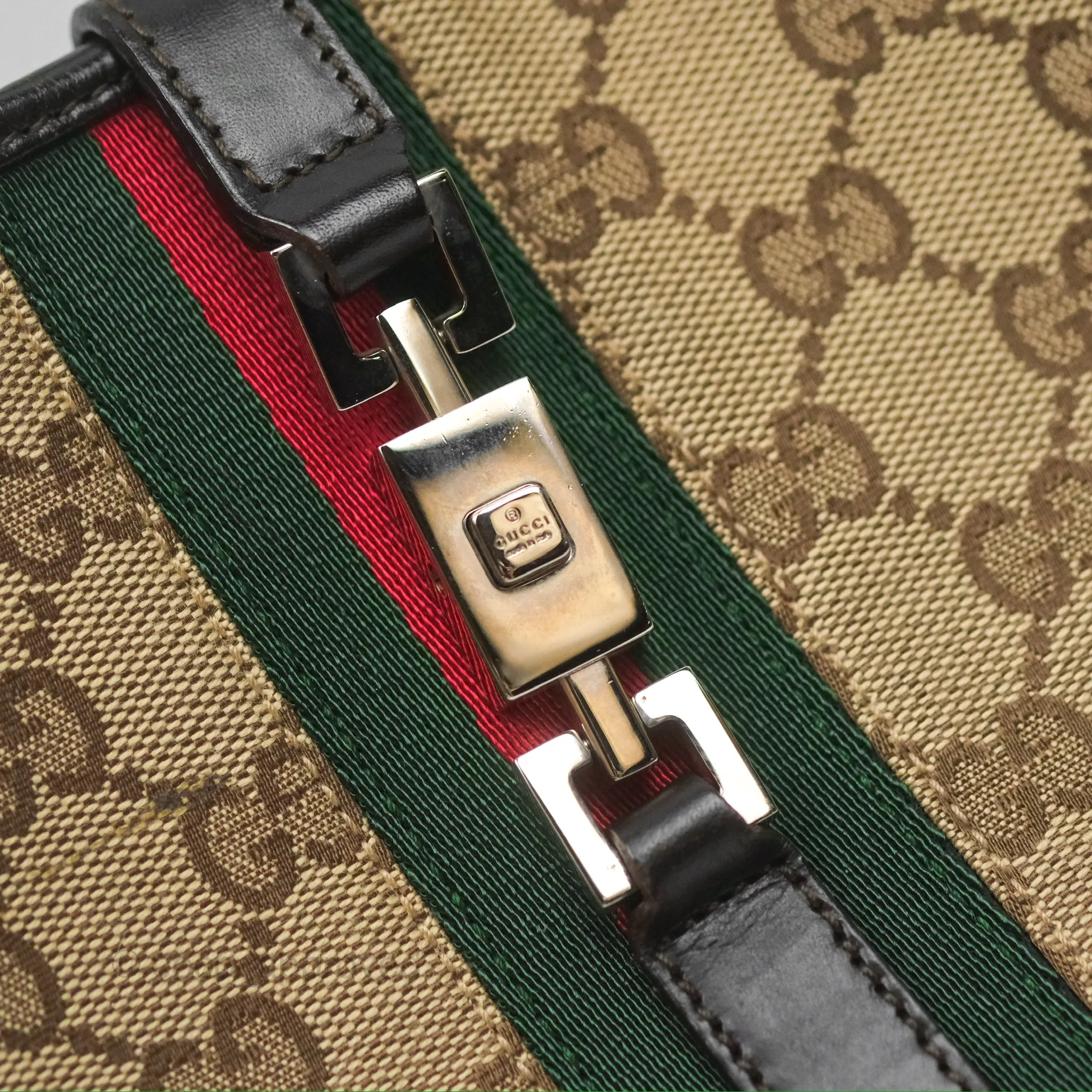 Gucci Vintage Jackie Shoulder Bag Beige/Brown GG Supreme Canvas