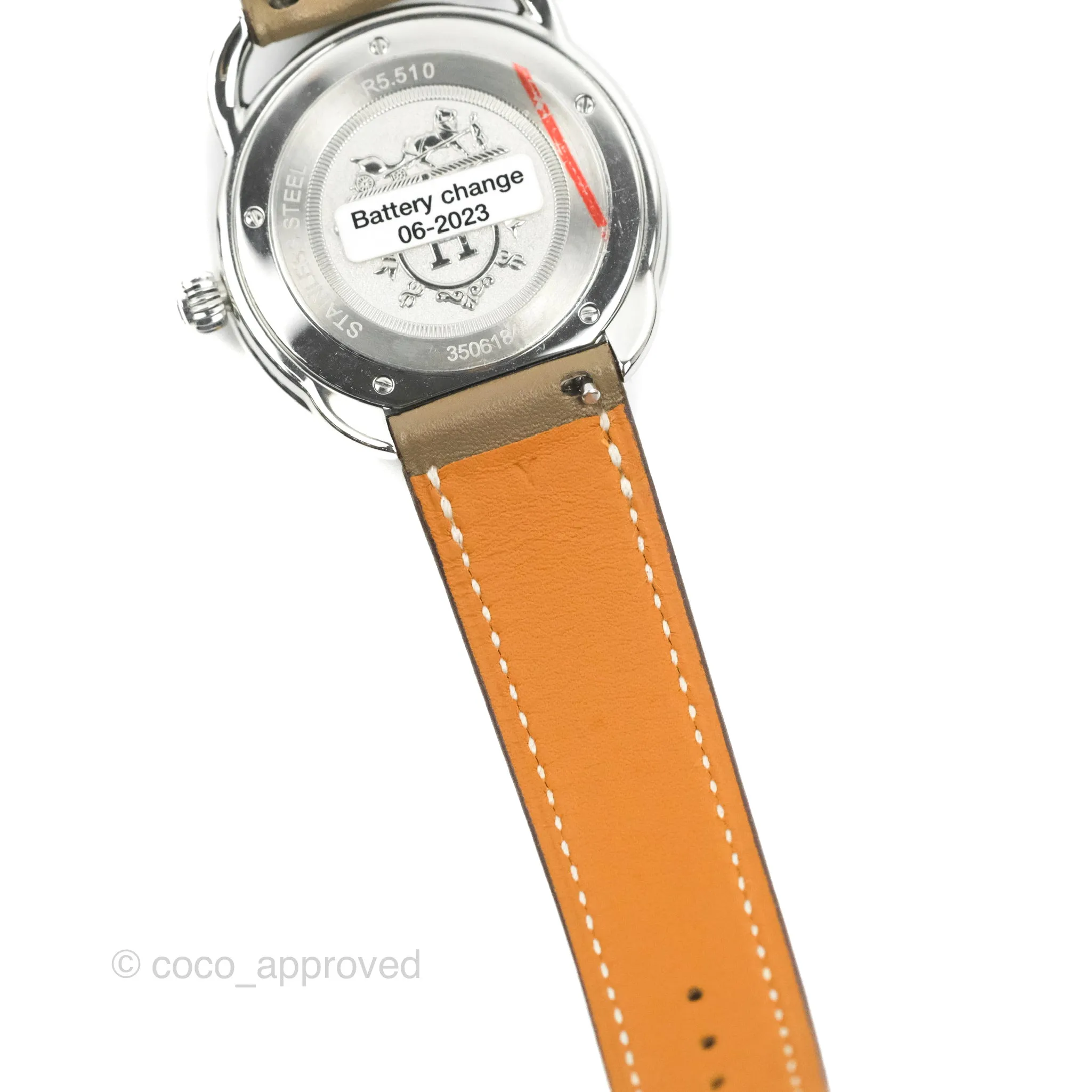 Hermes Arceau Watch 40mm Etoupe Palladium Hardware