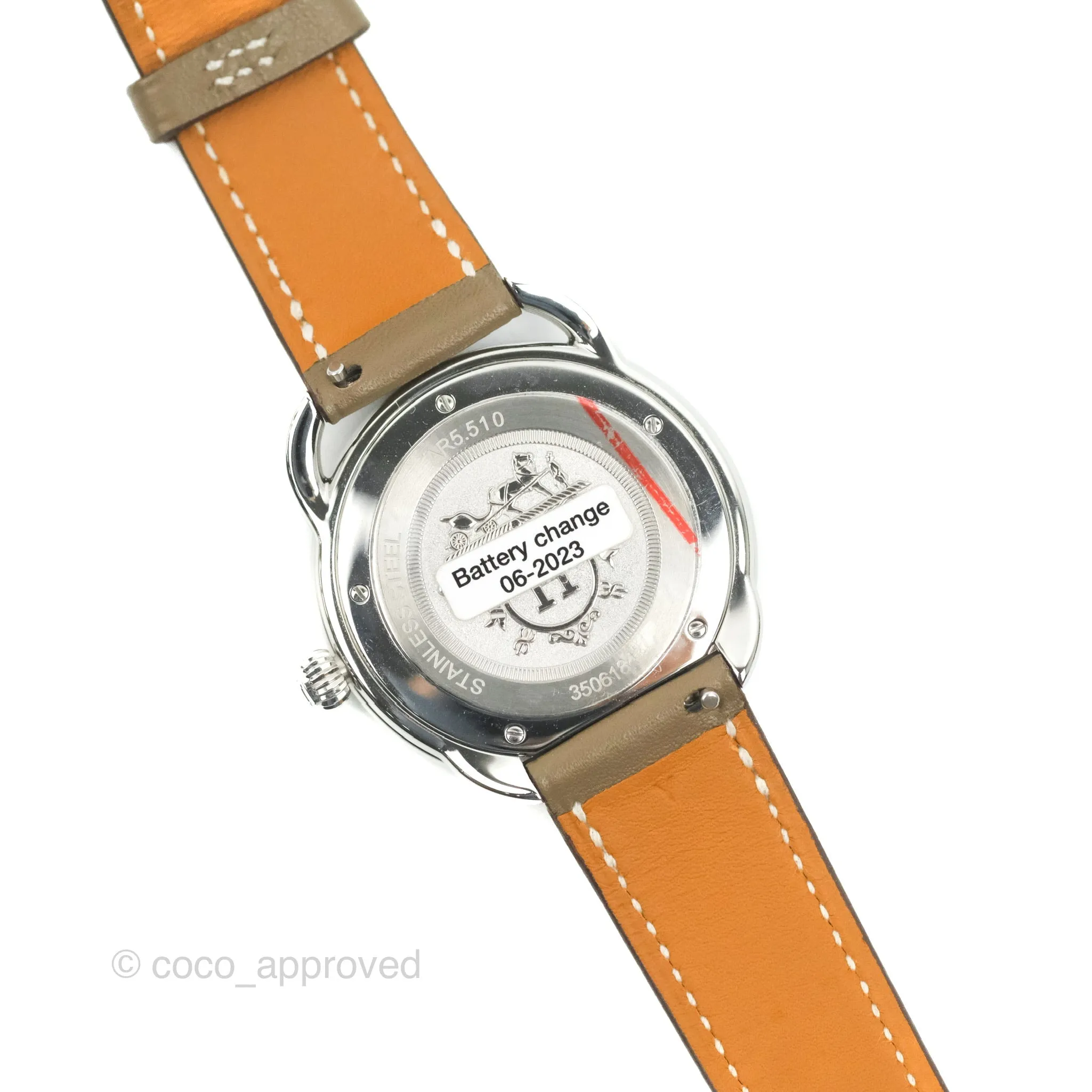 Hermes Arceau Watch 40mm Etoupe Palladium Hardware