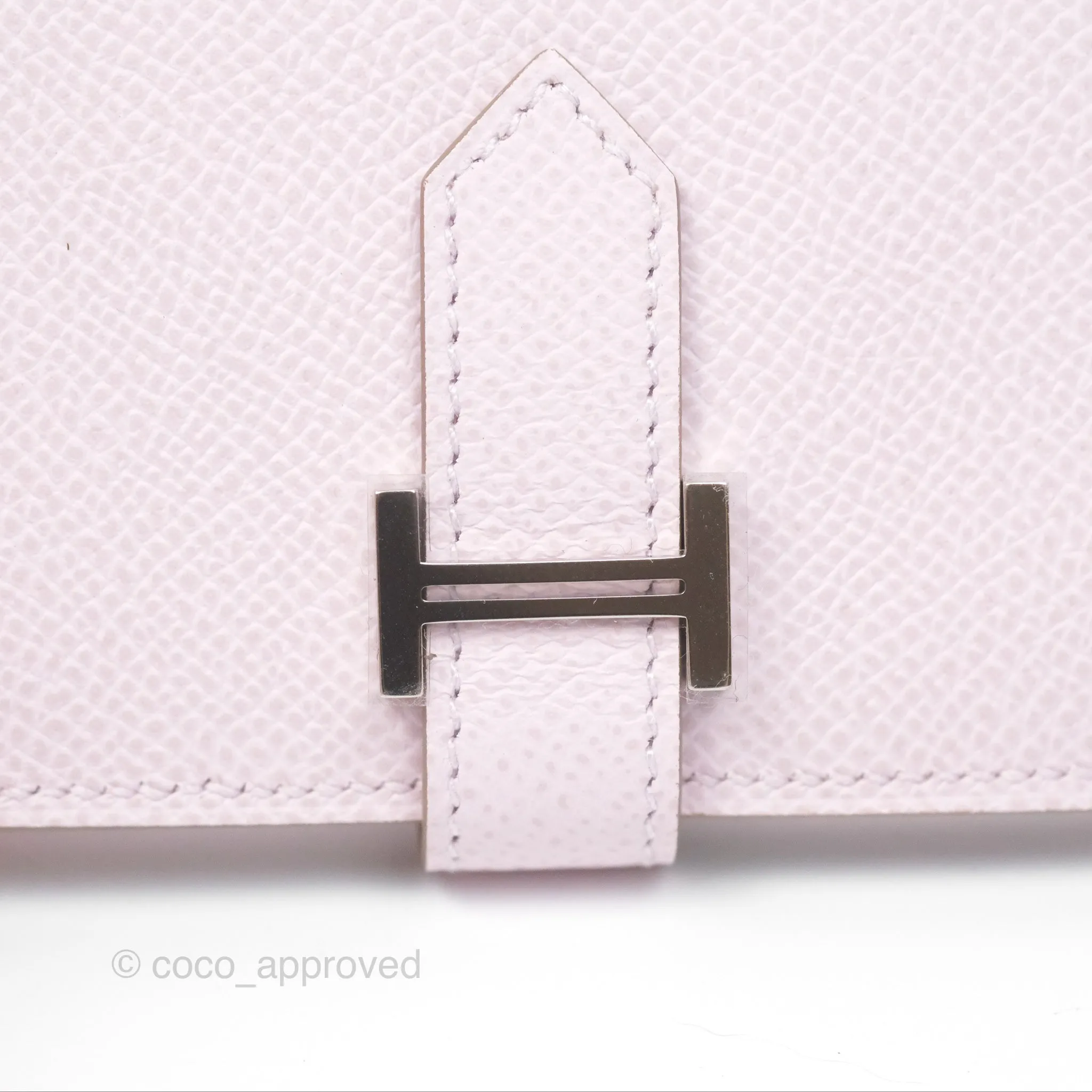 Hermes Bearn Card Holder Epsom Mauve Pale Palladium Hardware
