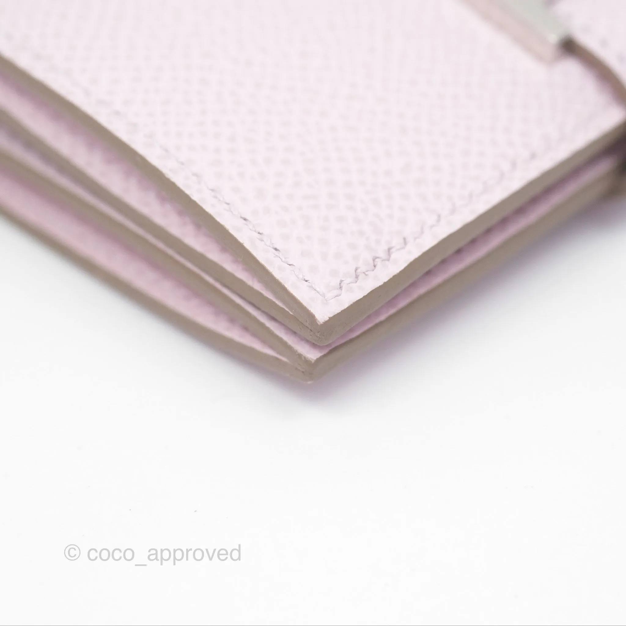 Hermes Bearn Card Holder Epsom Mauve Pale Palladium Hardware