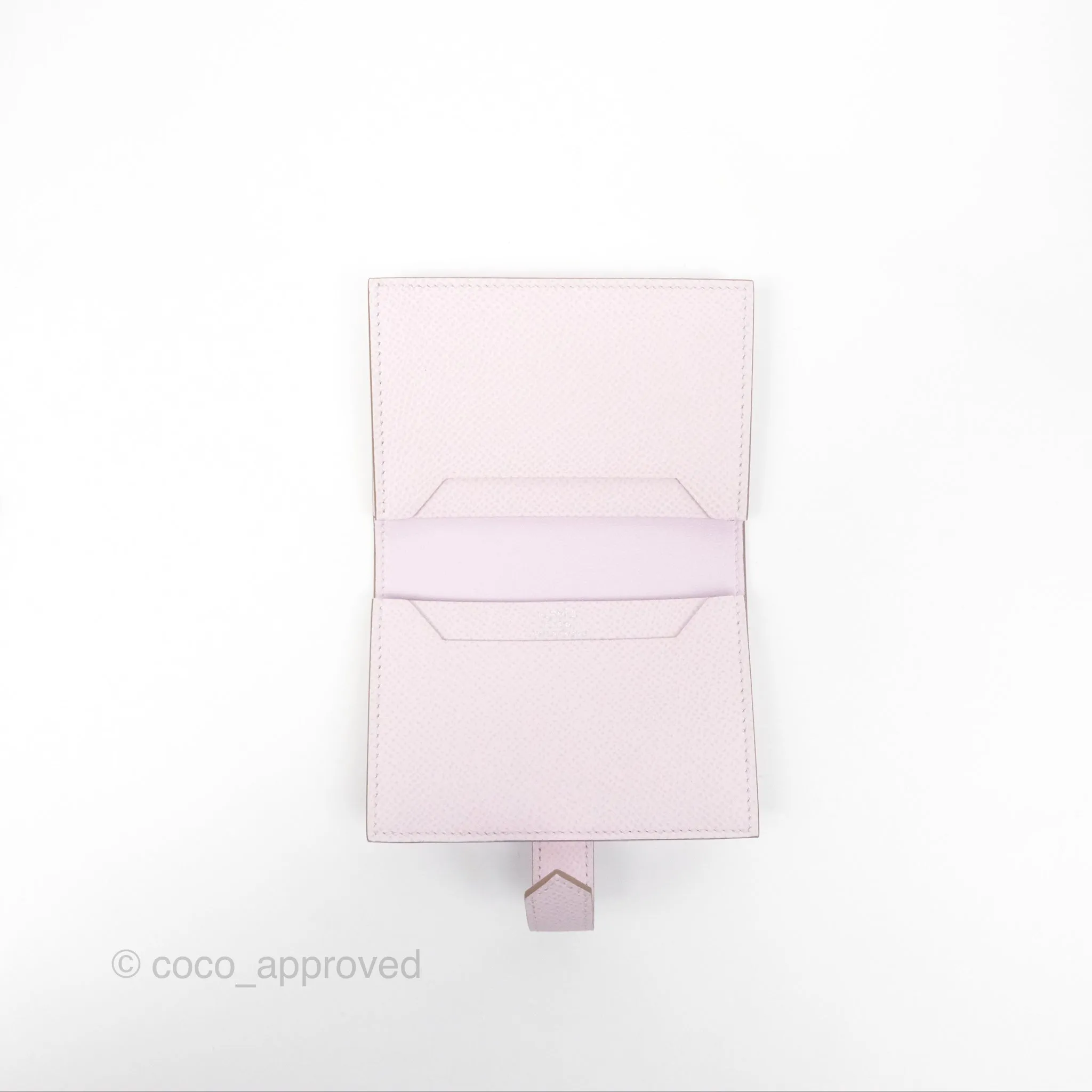 Hermes Bearn Card Holder Epsom Mauve Pale Palladium Hardware