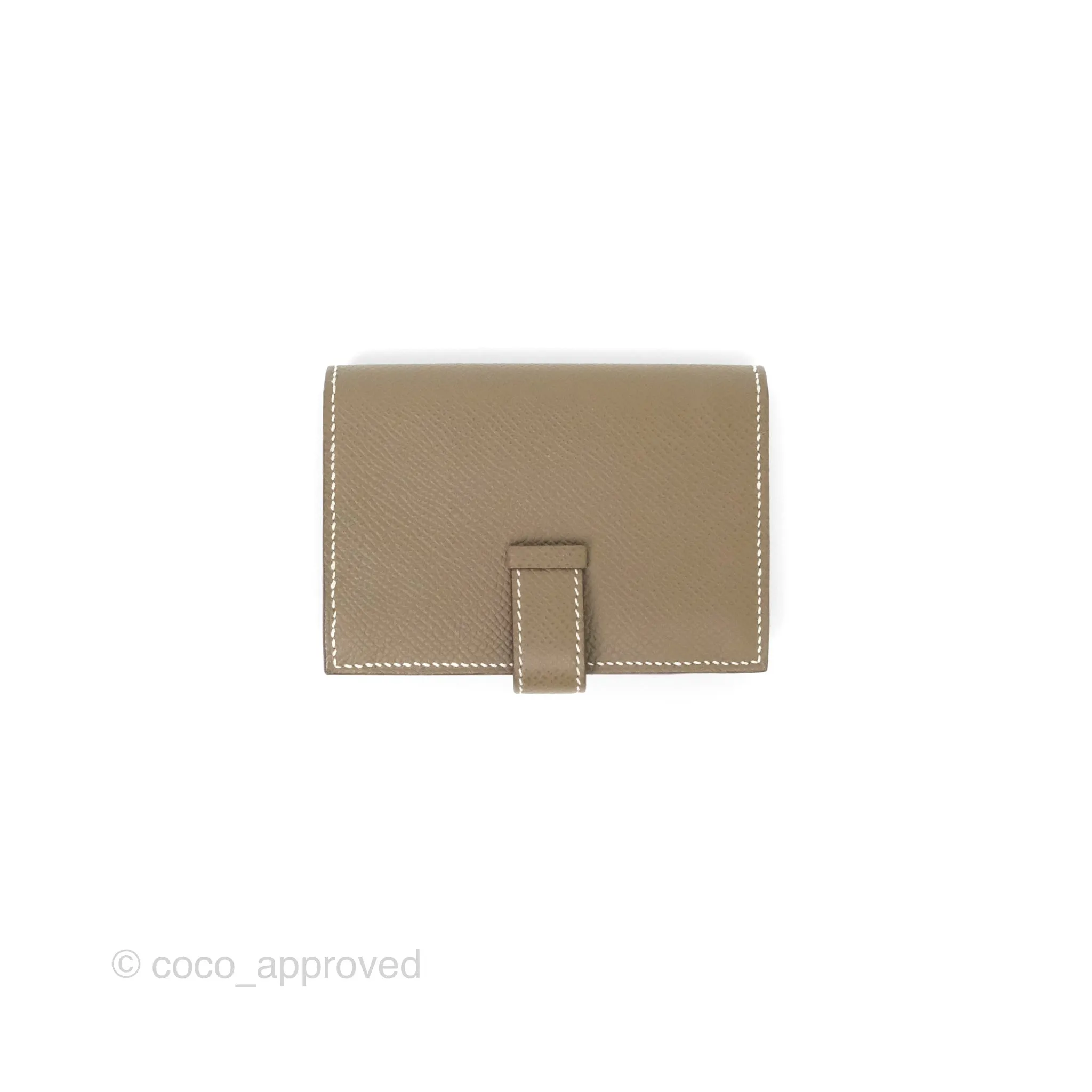 Hermes Bearn Card Holder Etoupe Epsom Palladium Hardware