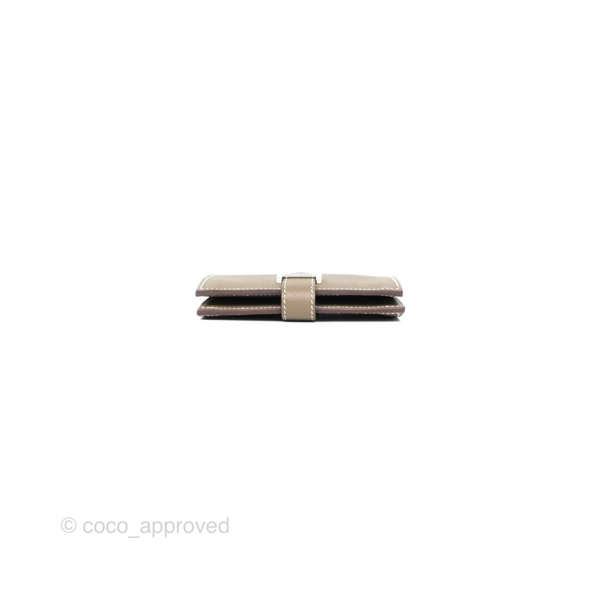 Hermes Bearn Card Holder Etoupe Epsom Palladium Hardware