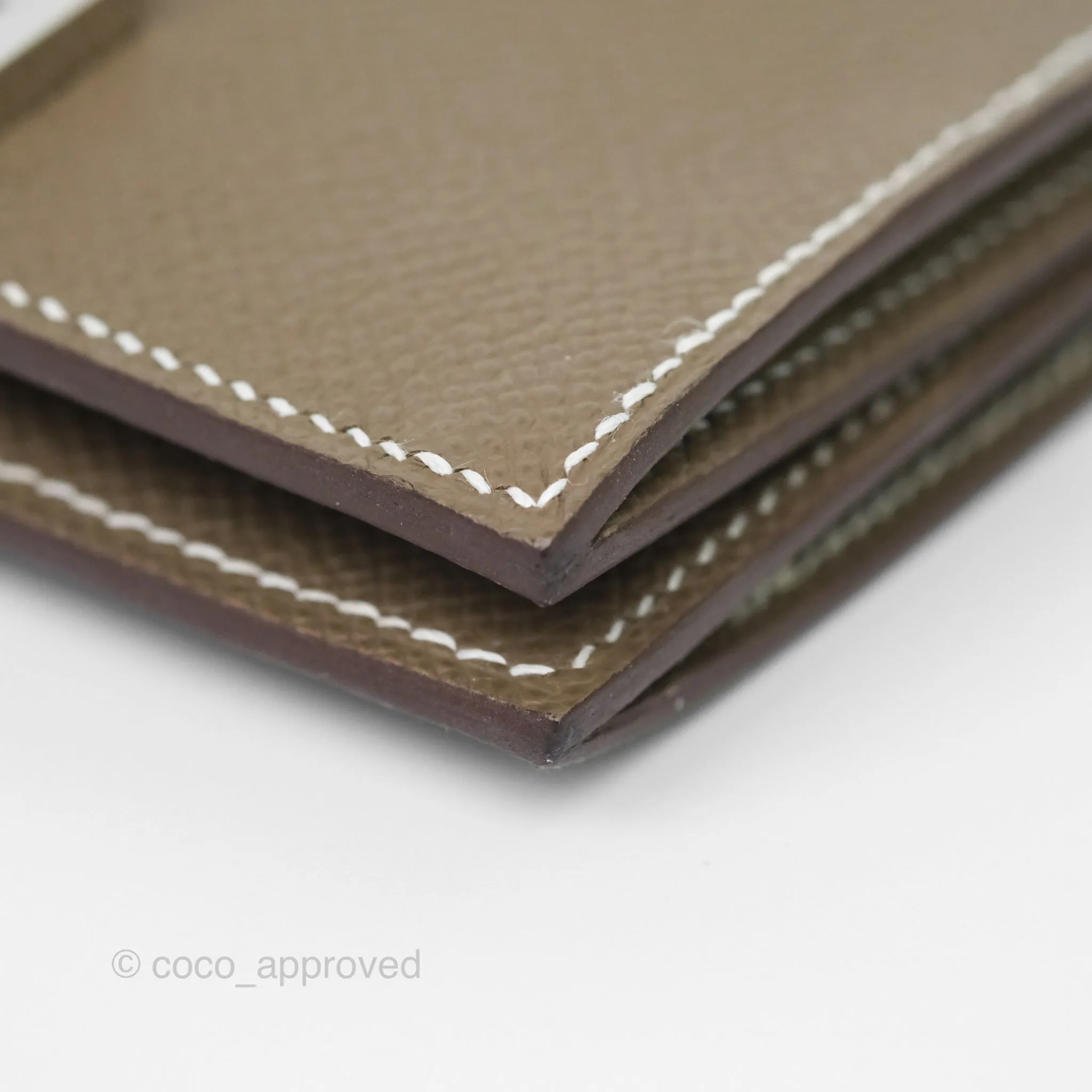 Hermes Bearn Card Holder Etoupe Epsom Palladium Hardware