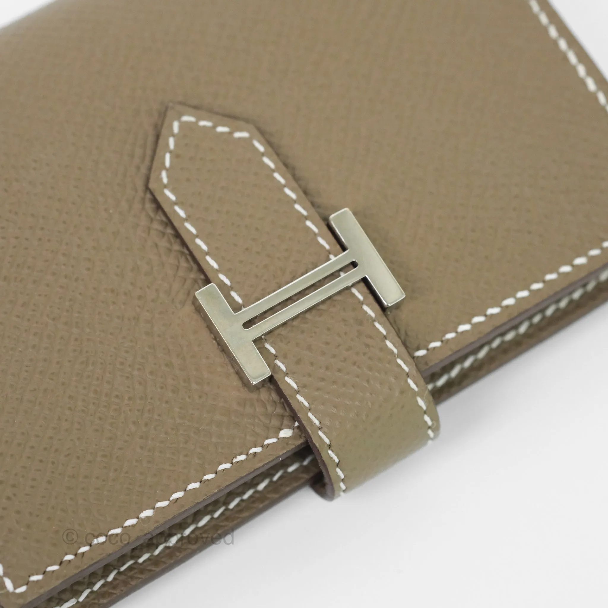 Hermes Bearn Card Holder Etoupe Epsom Palladium Hardware