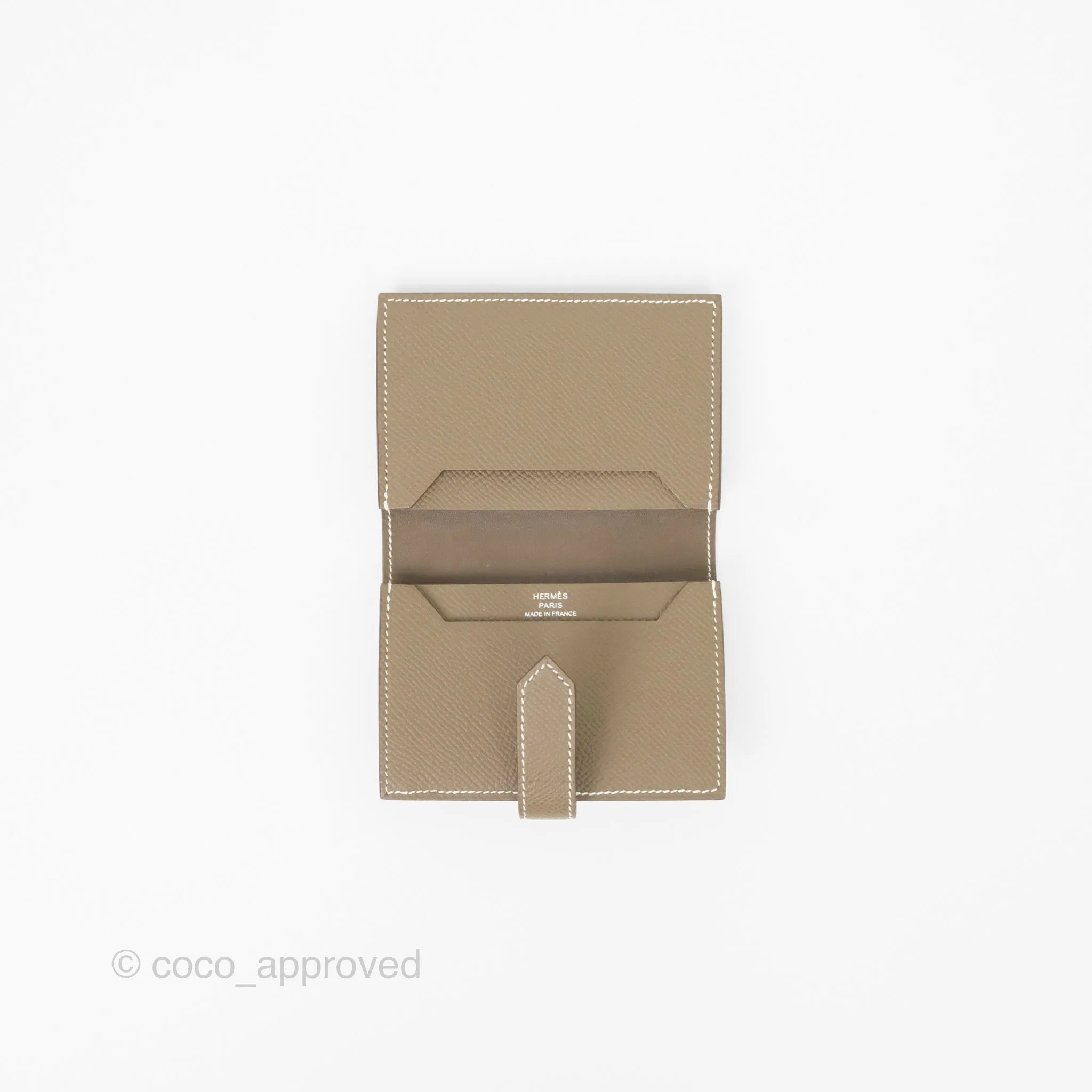 Hermes Bearn Card Holder Etoupe Epsom Palladium Hardware