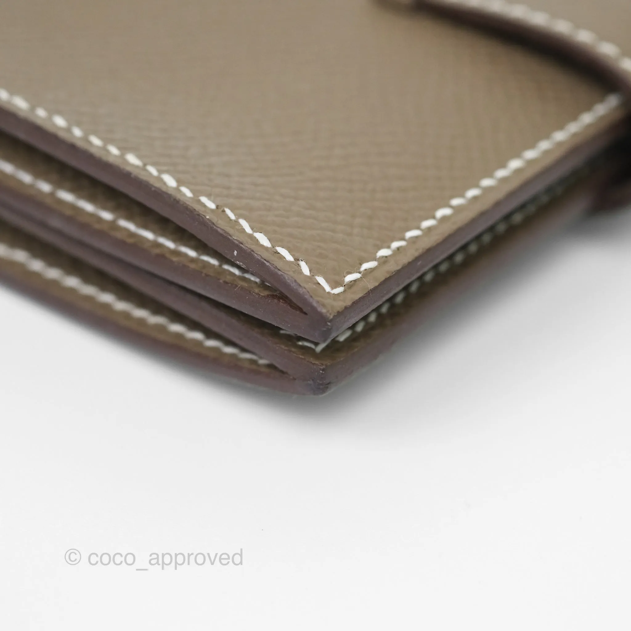 Hermes Bearn Card Holder Etoupe Epsom Palladium Hardware