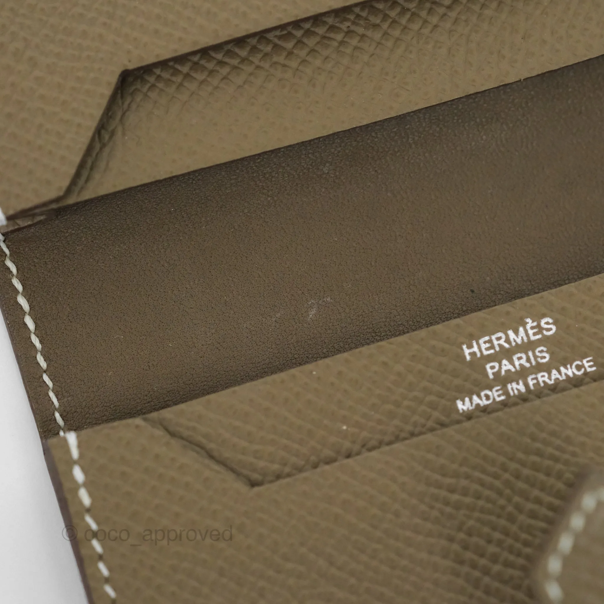 Hermes Bearn Card Holder Etoupe Epsom Palladium Hardware