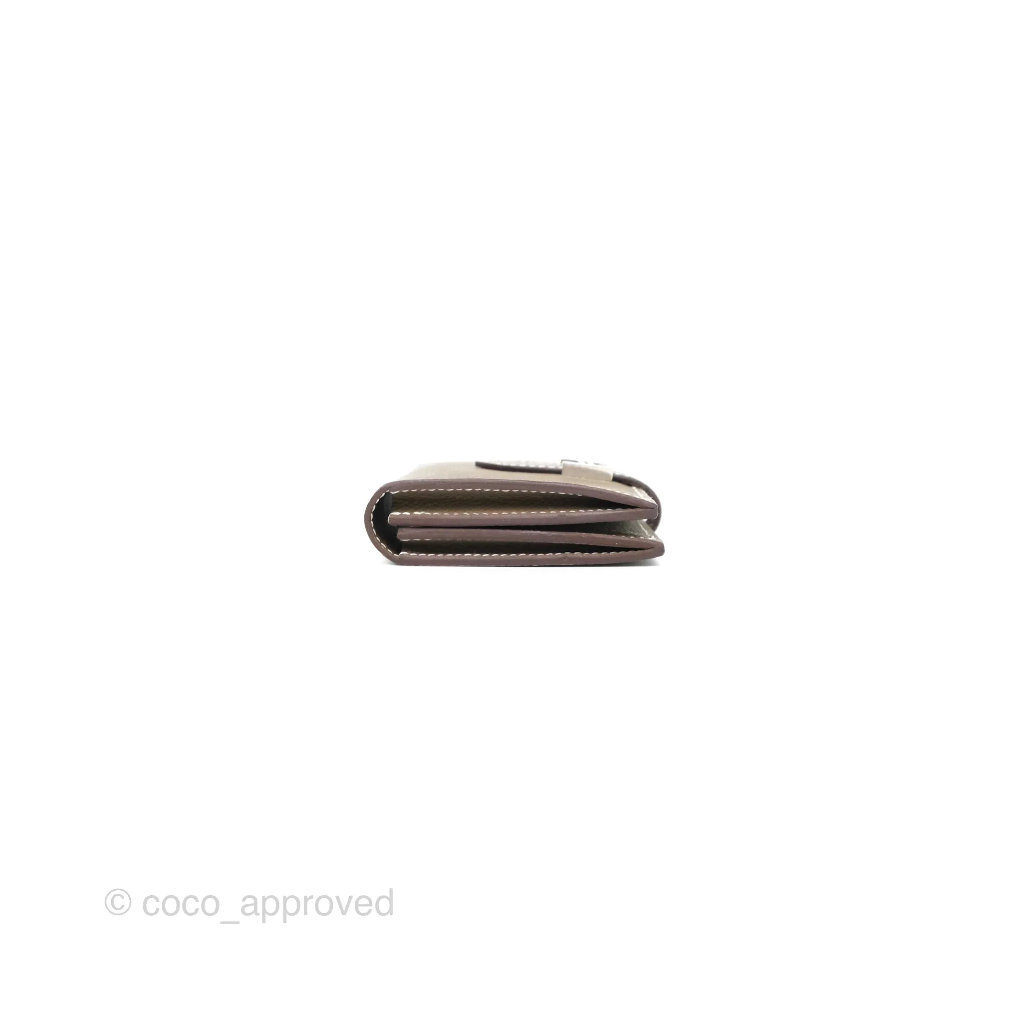 Hermes Bearn Card Holder Etoupe Epsom Palladium Hardware