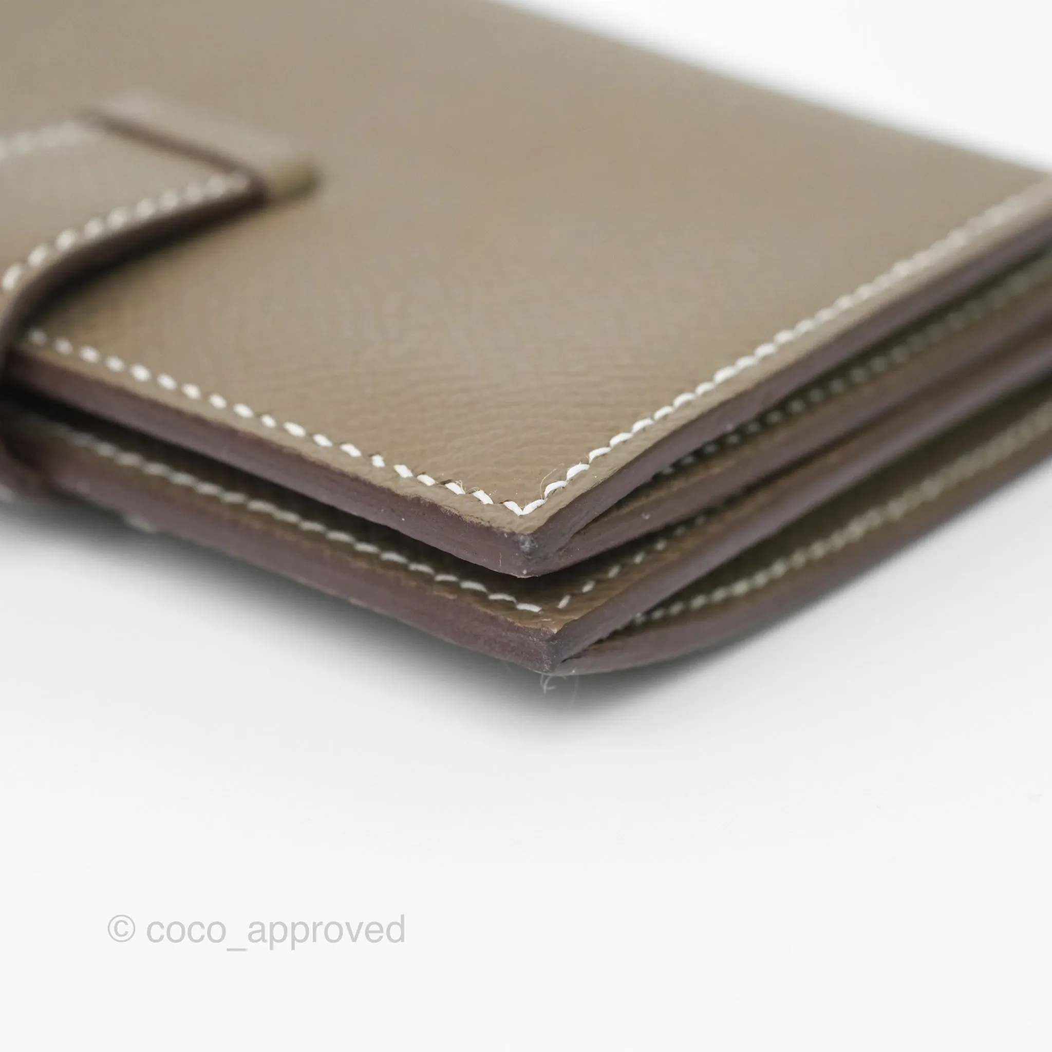 Hermes Bearn Card Holder Etoupe Epsom Palladium Hardware