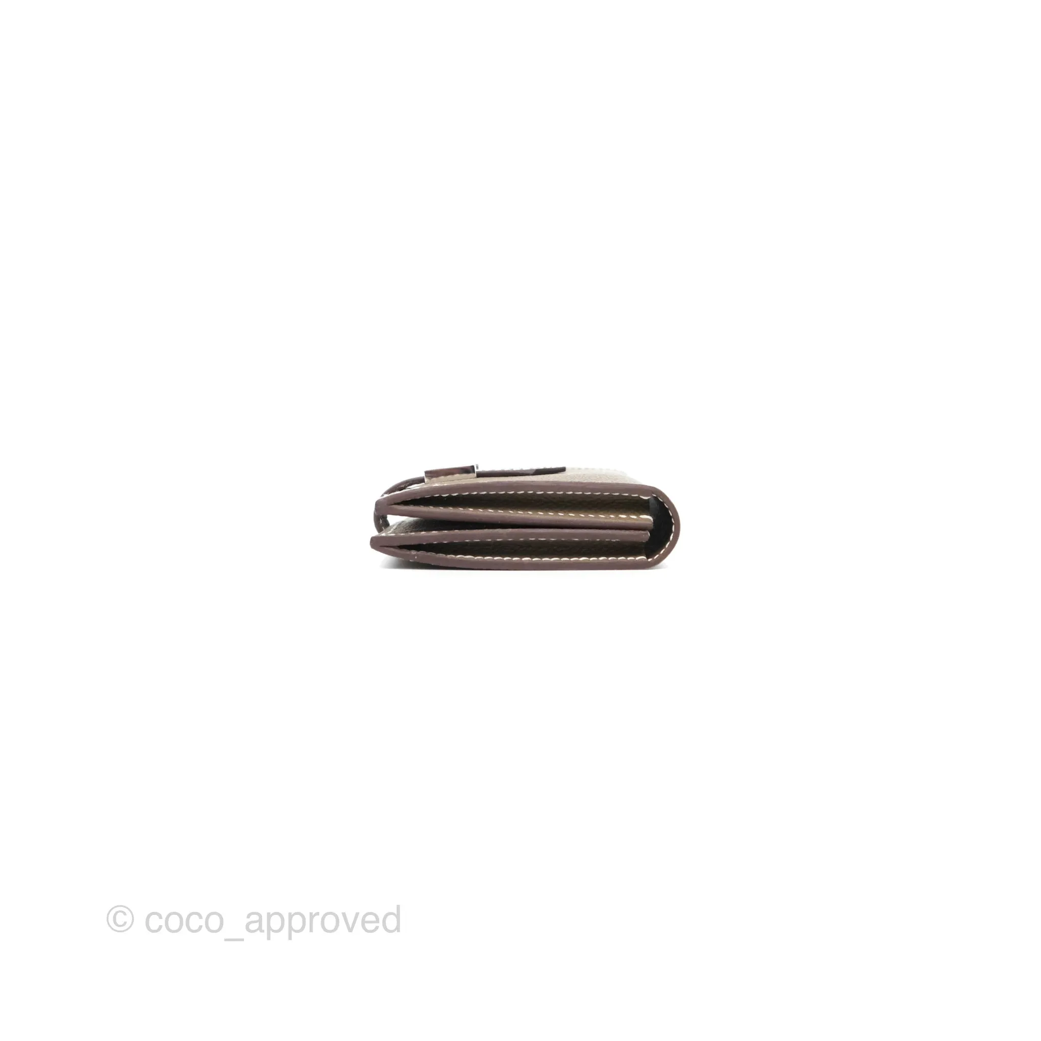 Hermes Bearn Card Holder Etoupe Epsom Palladium Hardware