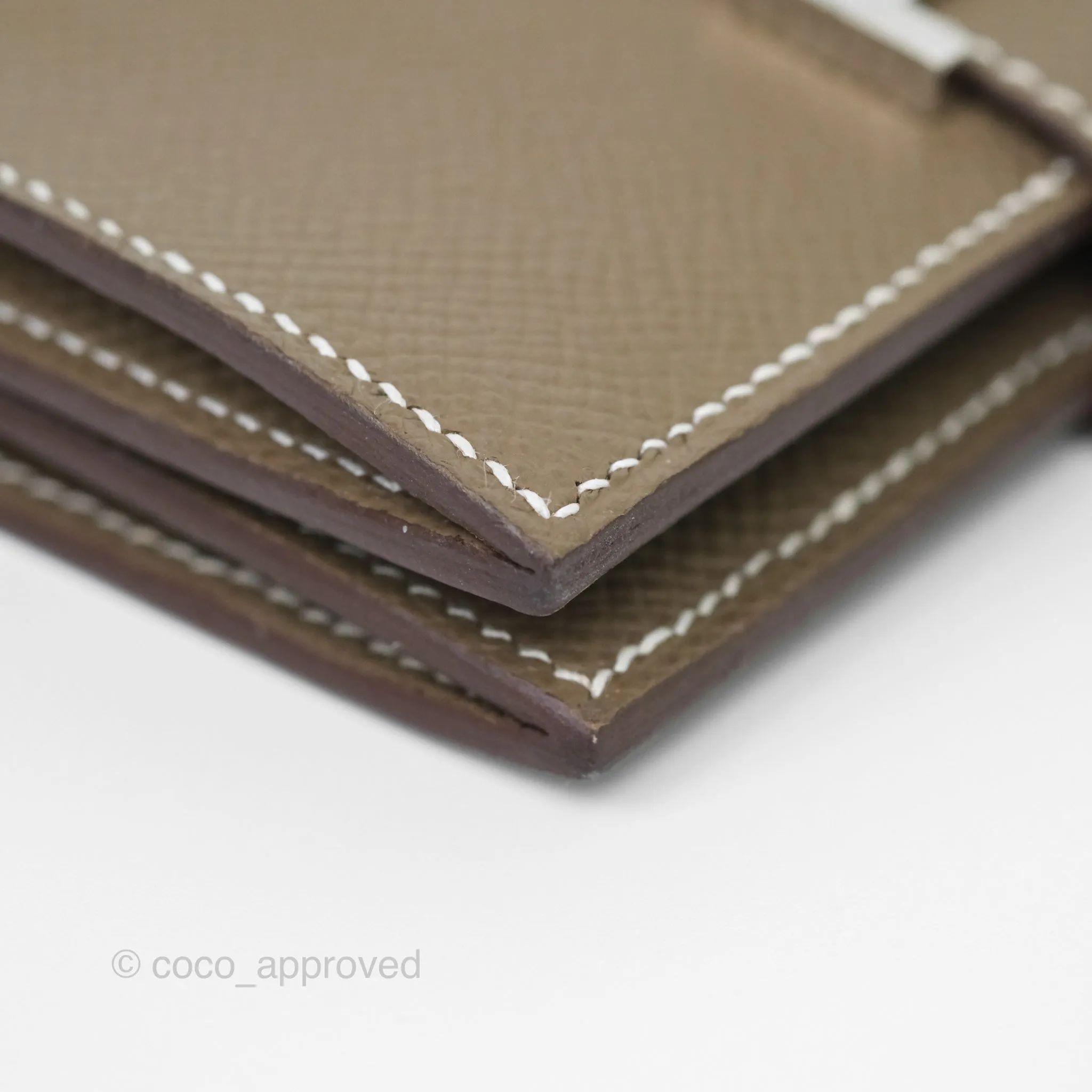 Hermes Bearn Card Holder Etoupe Epsom Palladium Hardware