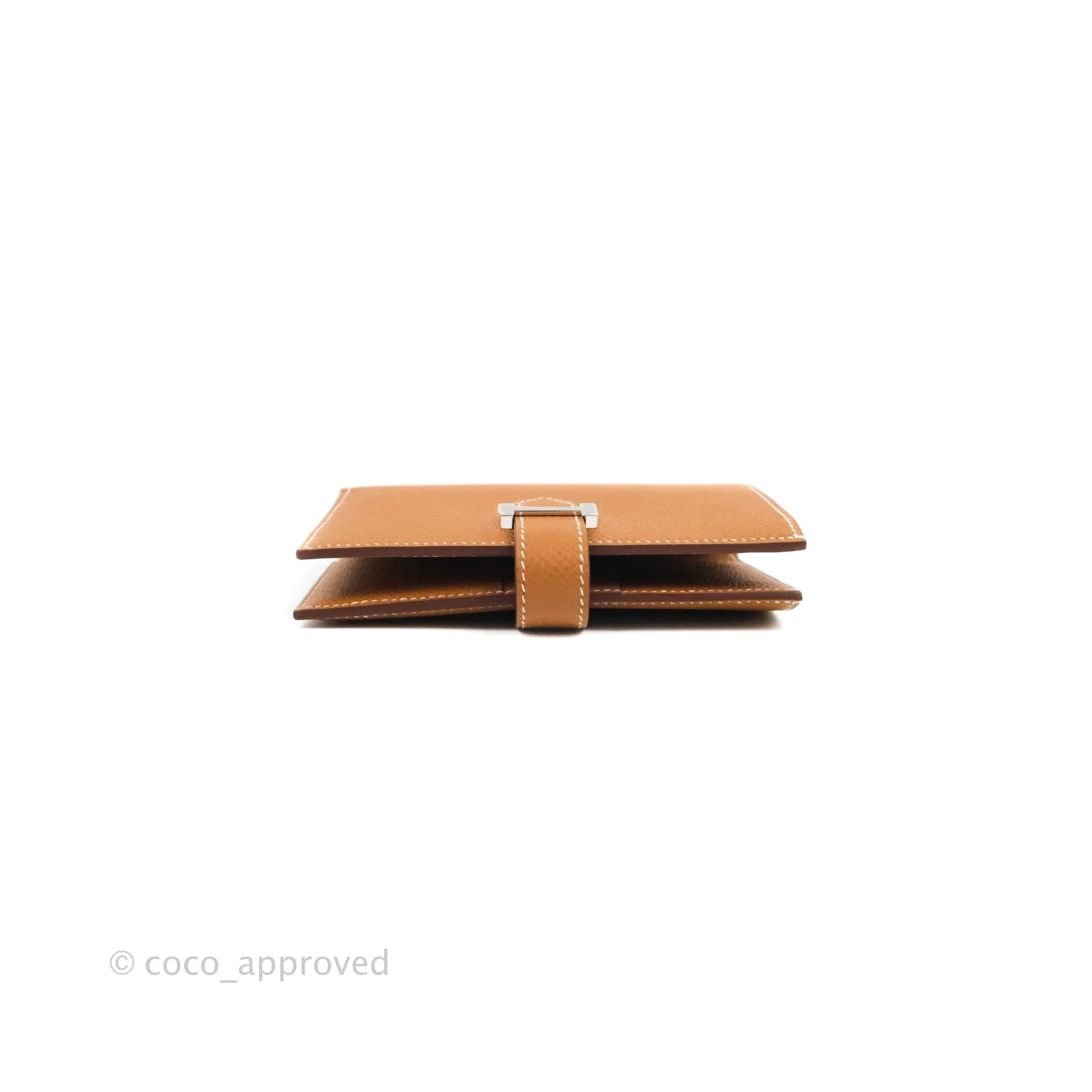 Hermes Bearn Card Holder Gold Epsom Palladium Hardware