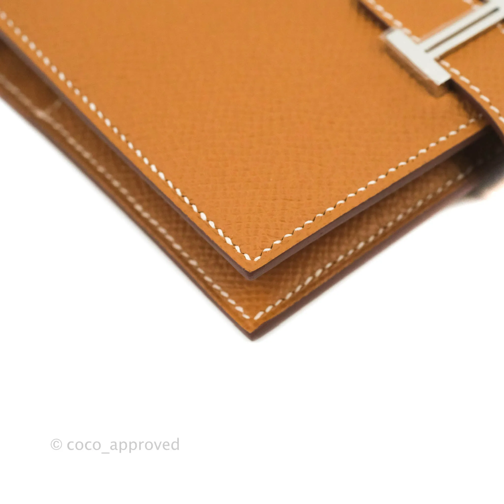 Hermes Bearn Card Holder Gold Epsom Palladium Hardware