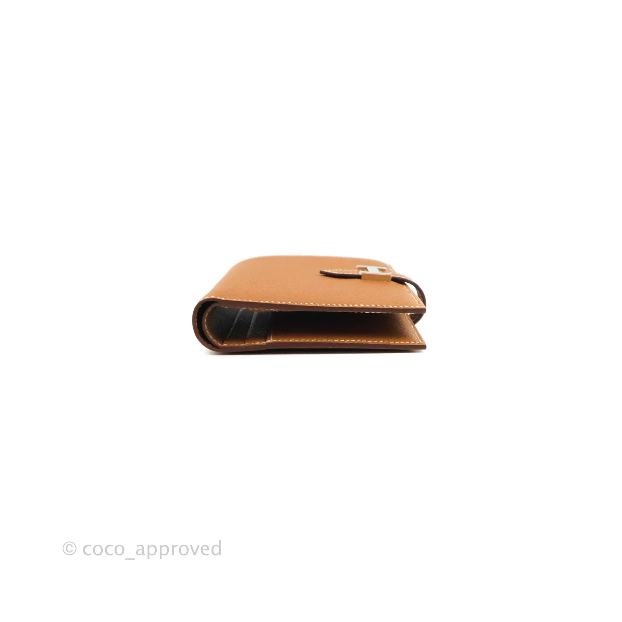 Hermes Bearn Card Holder Gold Epsom Palladium Hardware