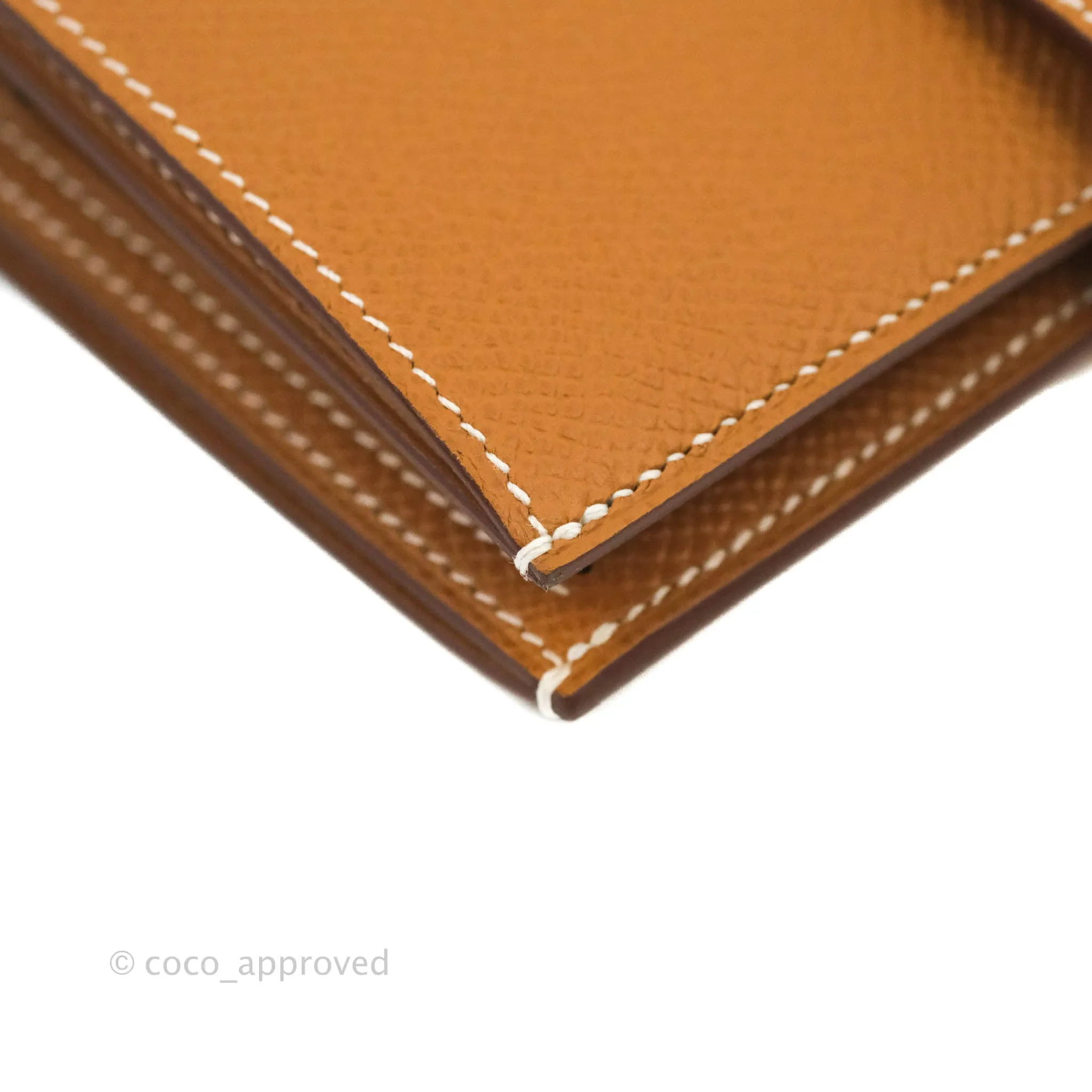Hermes Bearn Card Holder Gold Epsom Palladium Hardware