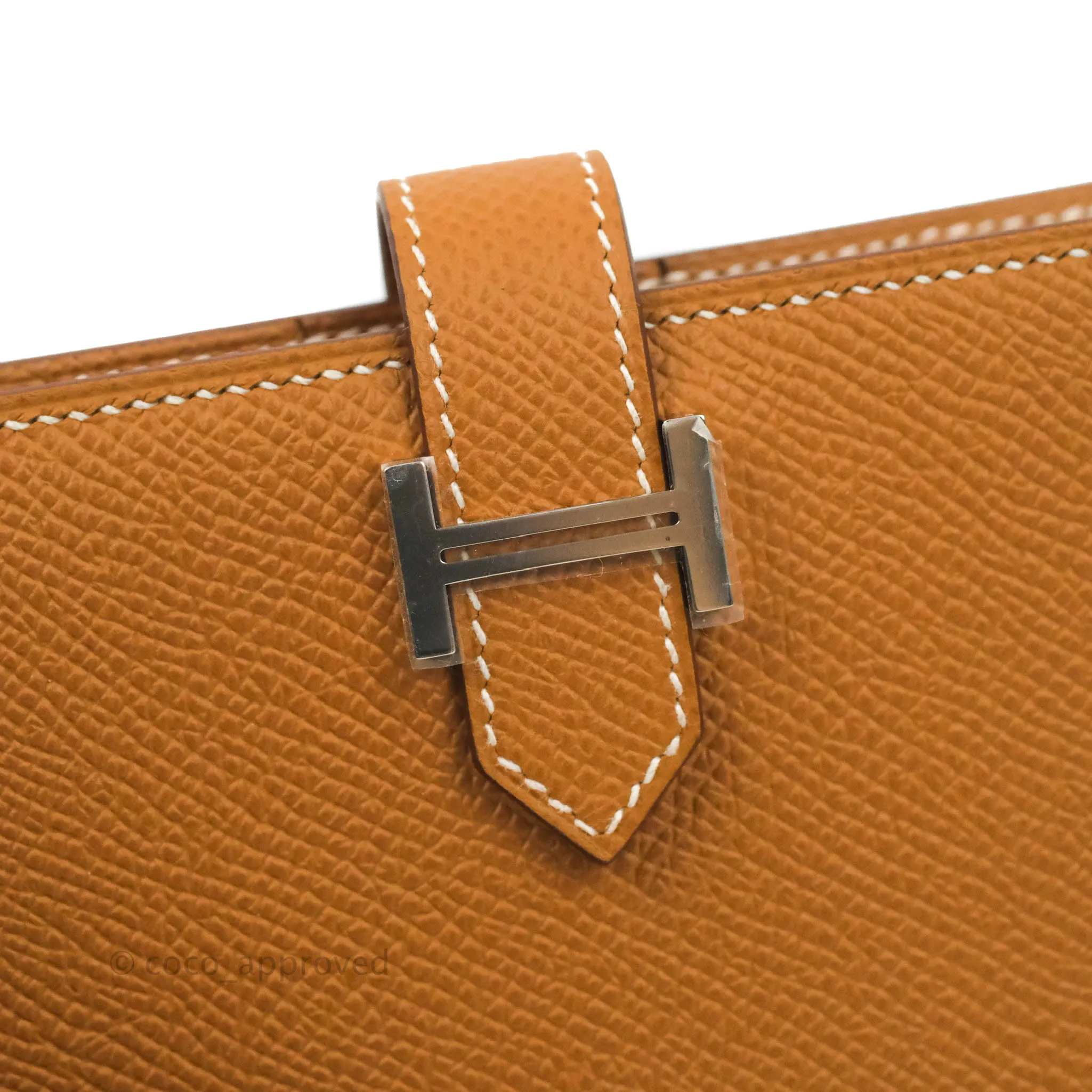 Hermes Bearn Card Holder Gold Epsom Palladium Hardware